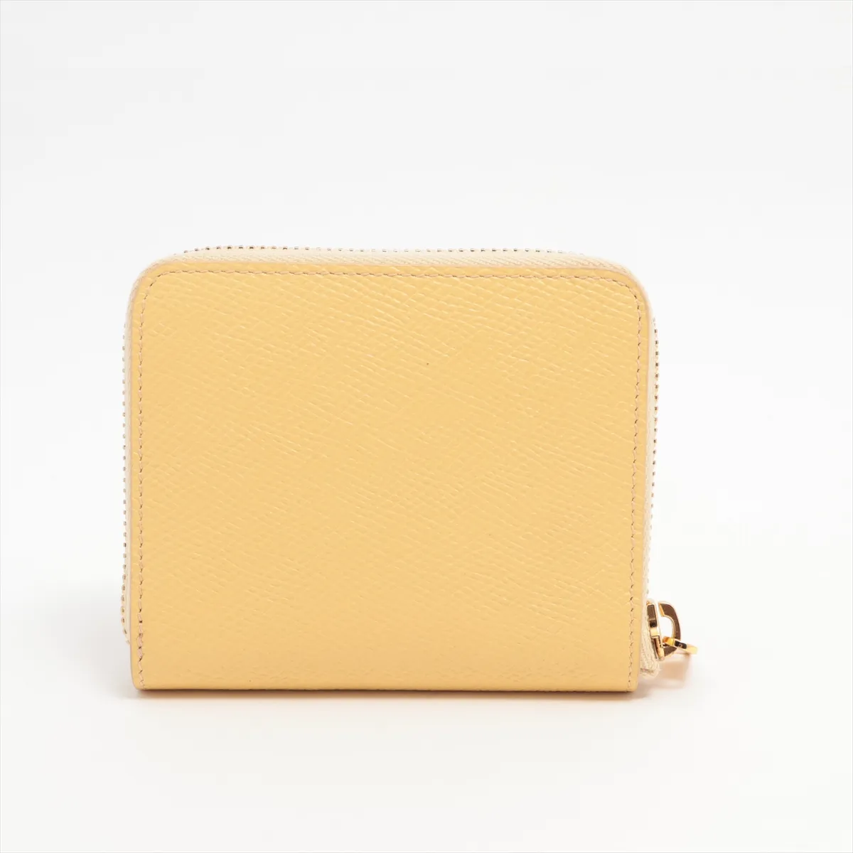 Small Zip Wallet Essential Leather Compact Wallet Yellow — view 2
