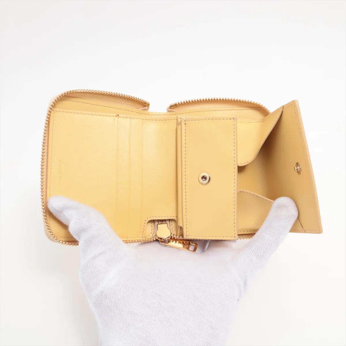 Small Zip Wallet Essential Leather Compact Wallet Yellow — view 4