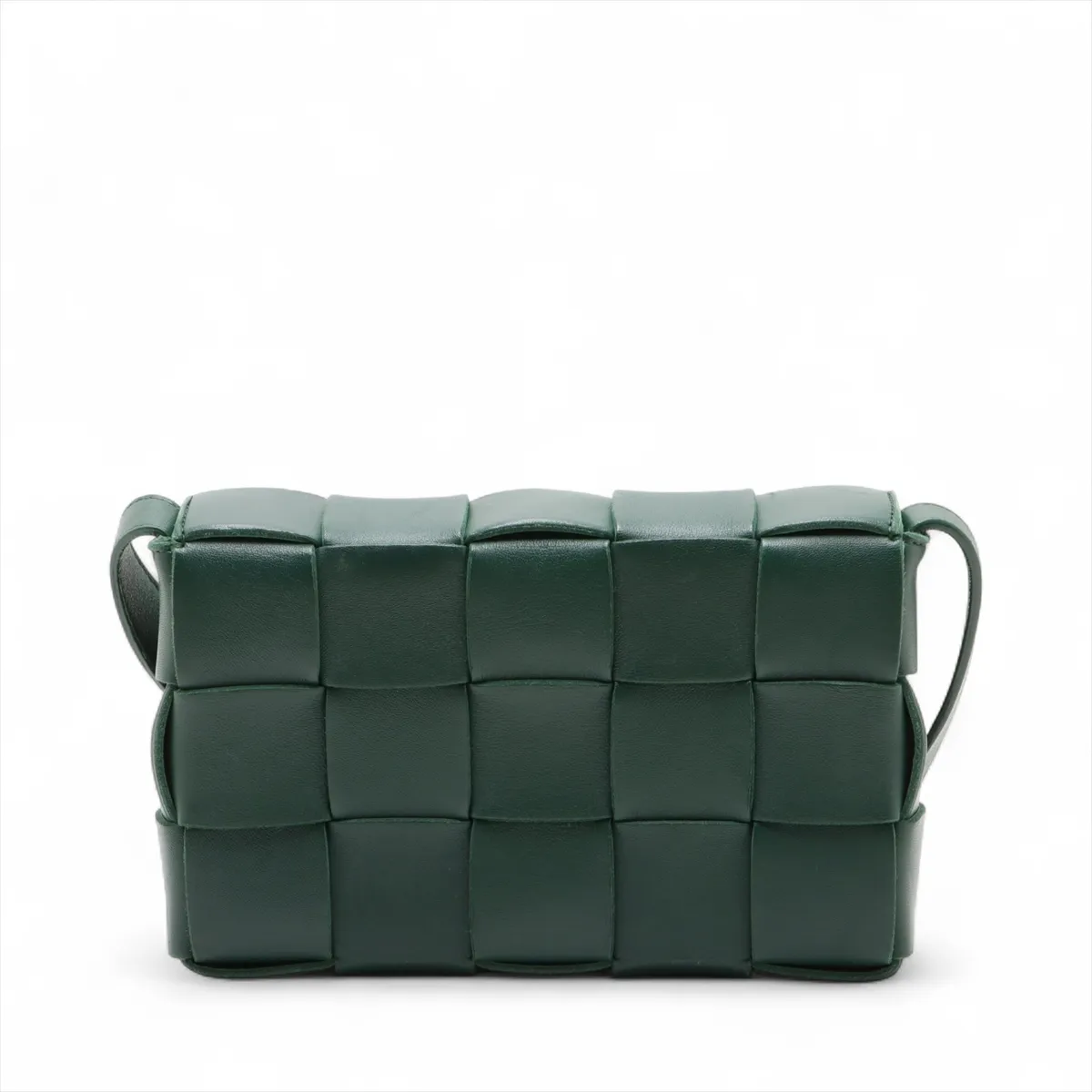 Maxi Intrecciato Cassette Leather Shoulder Bag, Green — view 2