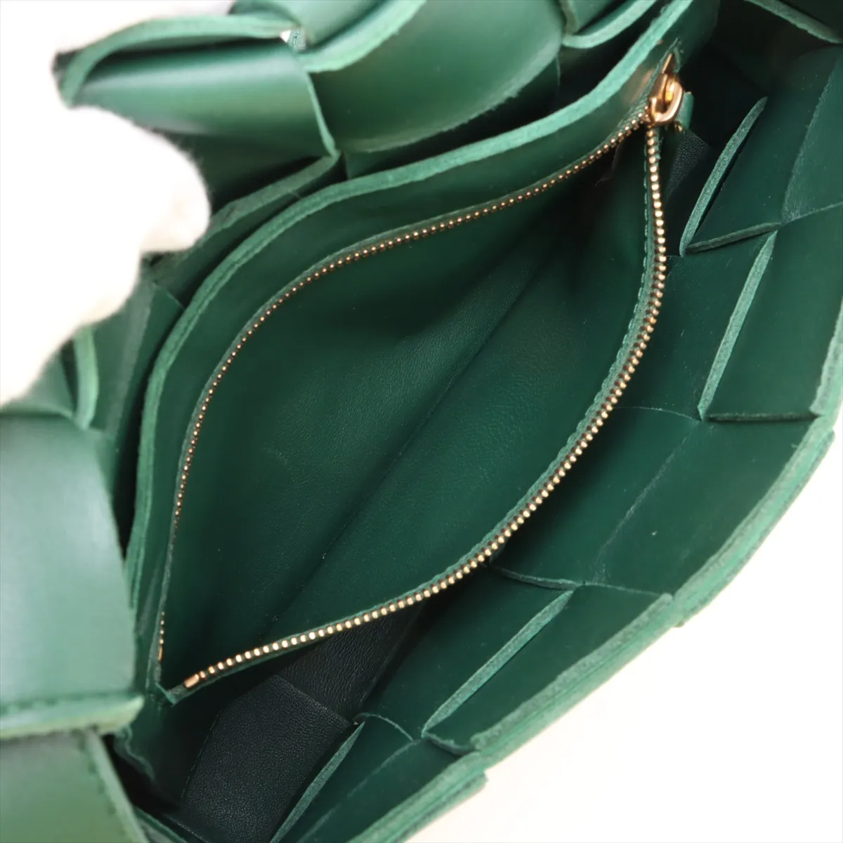 Maxi Intrecciato Cassette Leather Shoulder Bag, Green — view 7