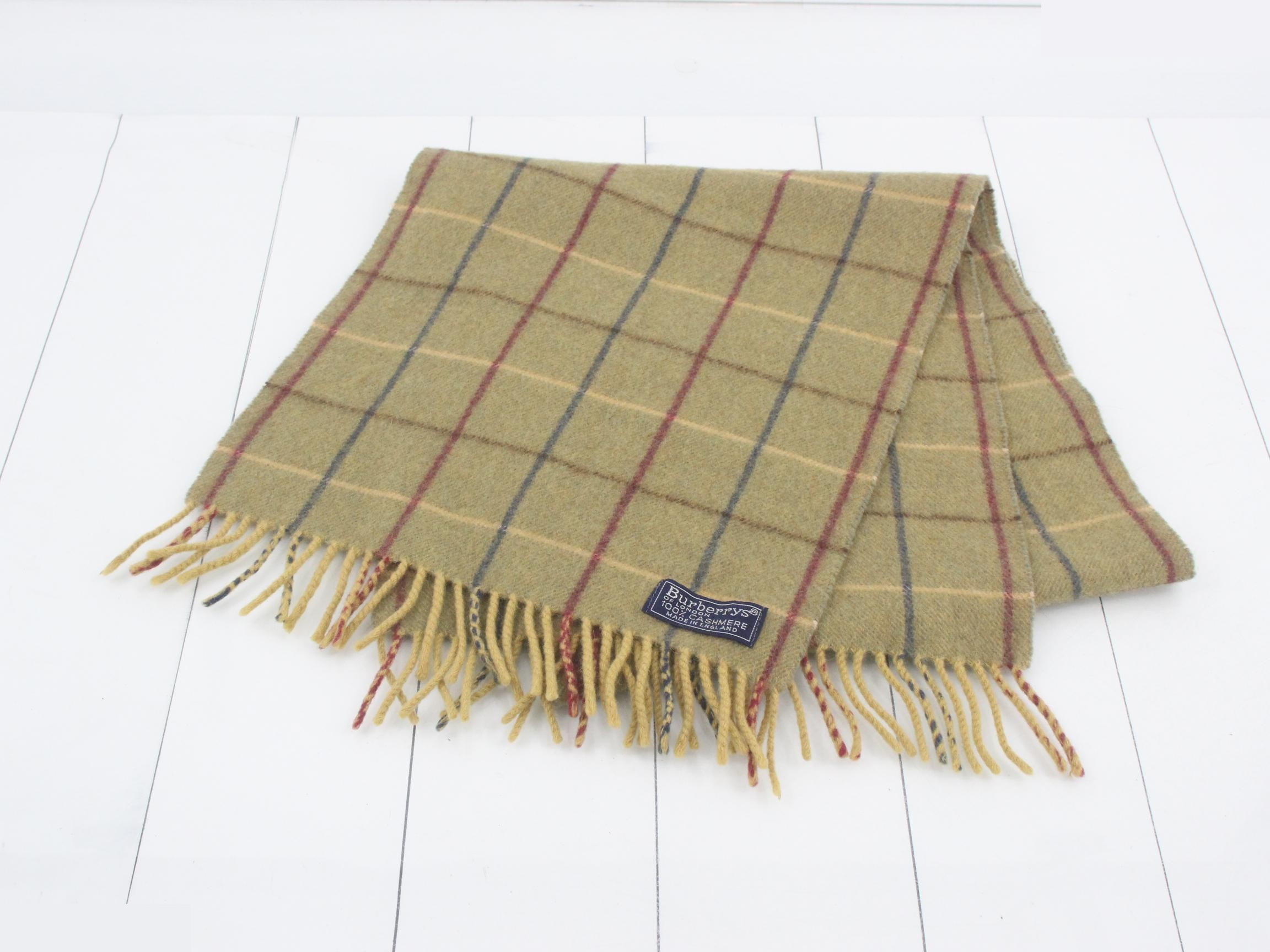 Nova Check Scarf, Khaki, 100% Cashmere — view 2