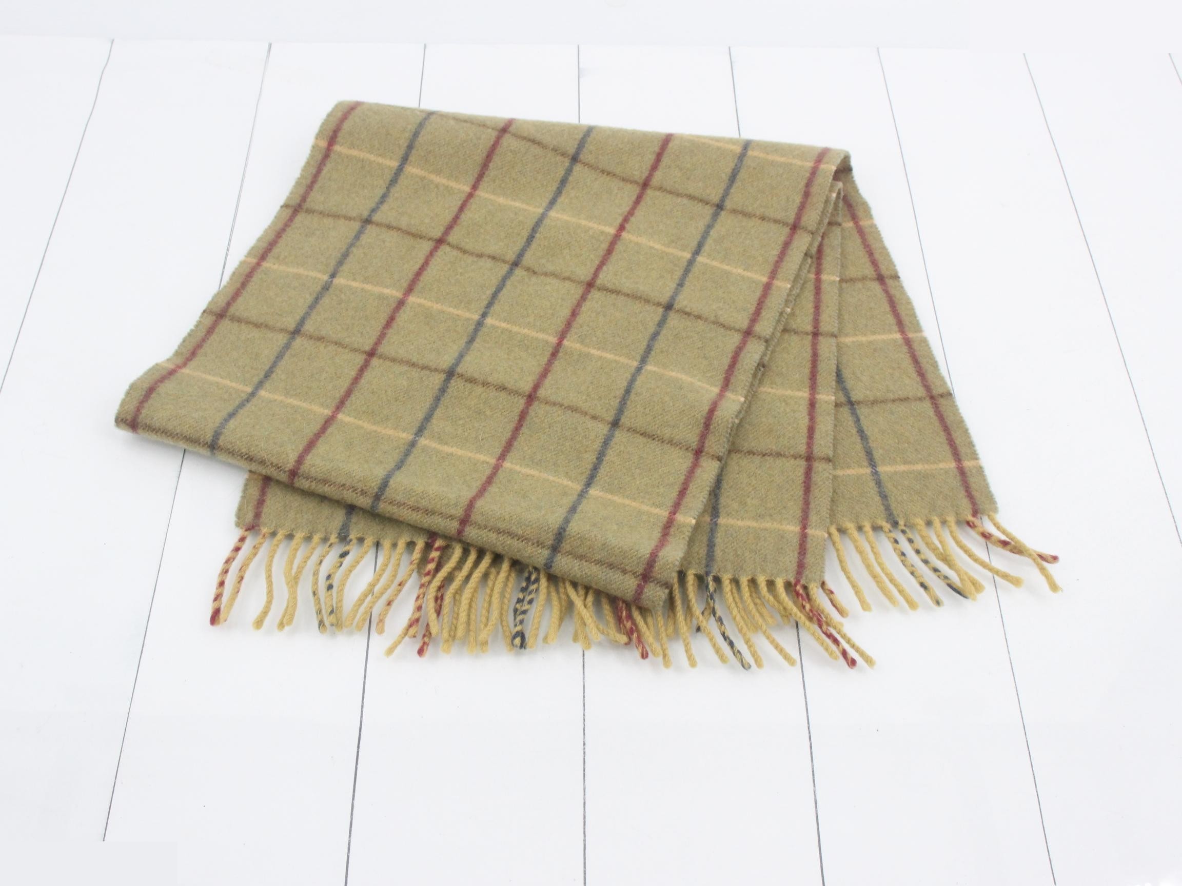 Nova Check Scarf, Khaki, 100% Cashmere — view 3