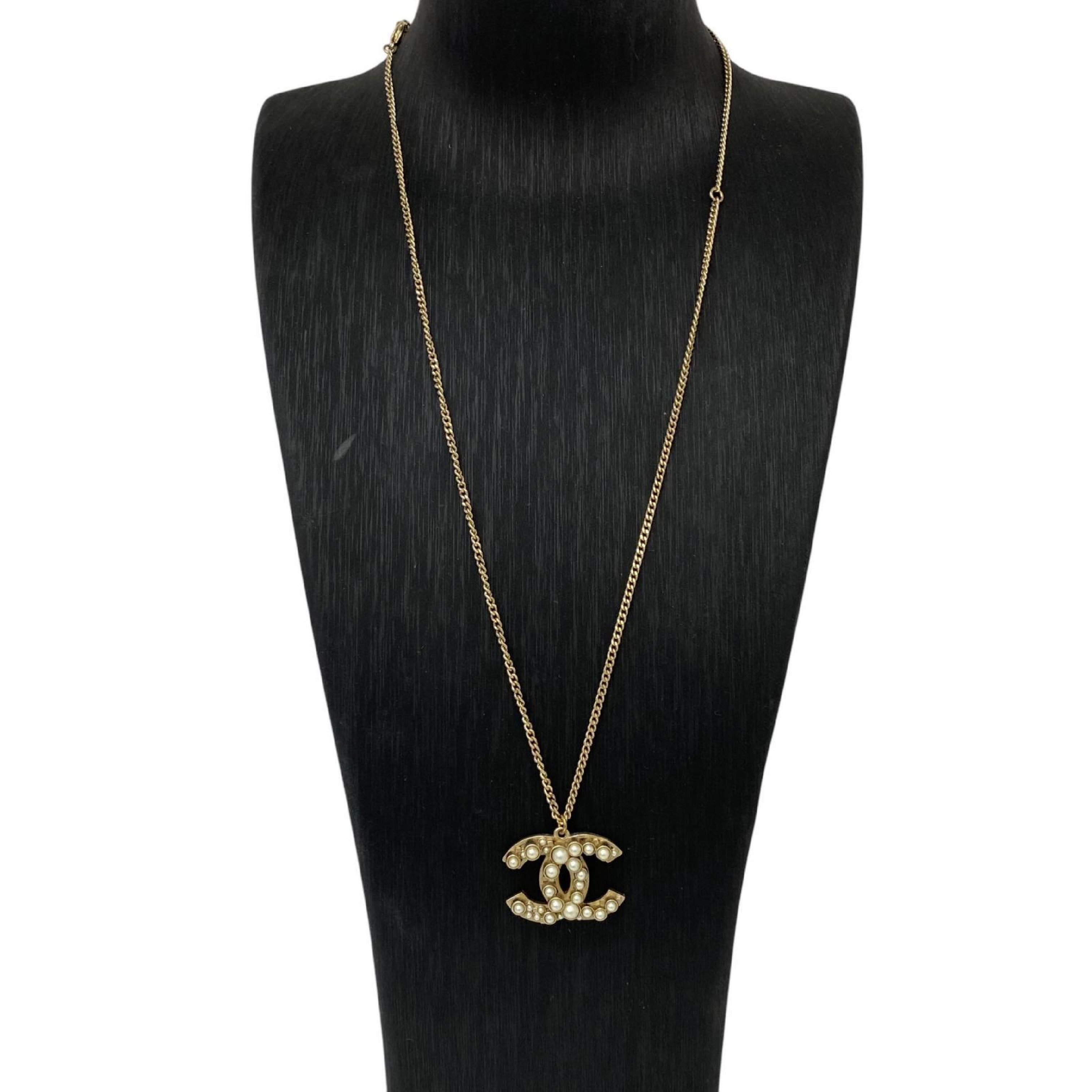【*Shipped from: Hong Kong*】CHANEL ( ) Gold-colored Metal/Faux Pearl Coco Mark Necklace A14S Necklace — view 2