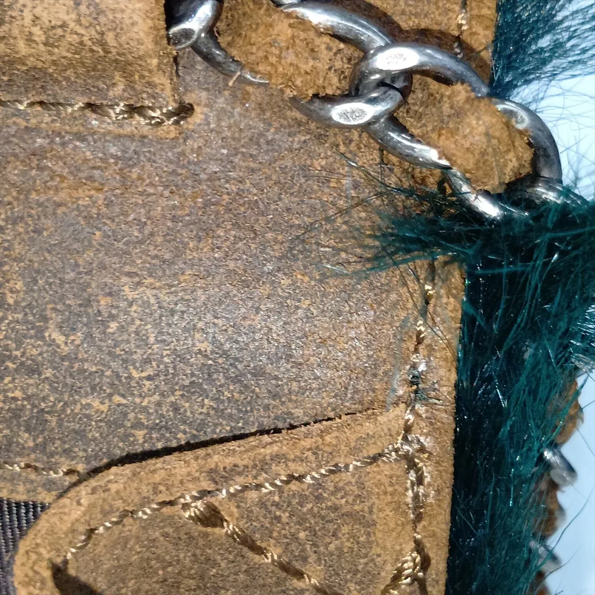 Coco Mark Fur x Suede Chain Shoulder Bag, Green x Brown, Gunmetal Hardware, Item Number 18190915, Series 18 — view 11