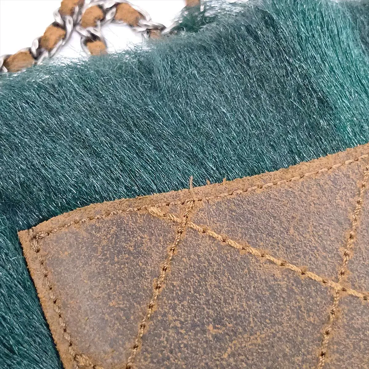 Coco Mark Fur x Suede Chain Shoulder Bag, Green x Brown, Gunmetal Hardware, Item Number 18190915, Series 18 — view 12