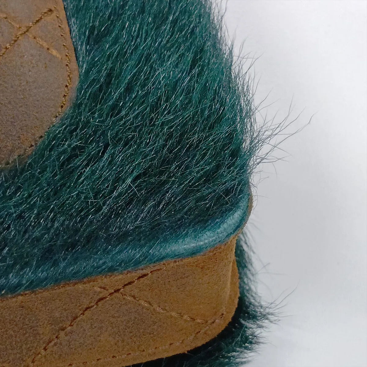 Coco Mark Fur x Suede Chain Shoulder Bag, Green x Brown, Gunmetal Hardware, Item Number 18190915, Series 18 — view 13