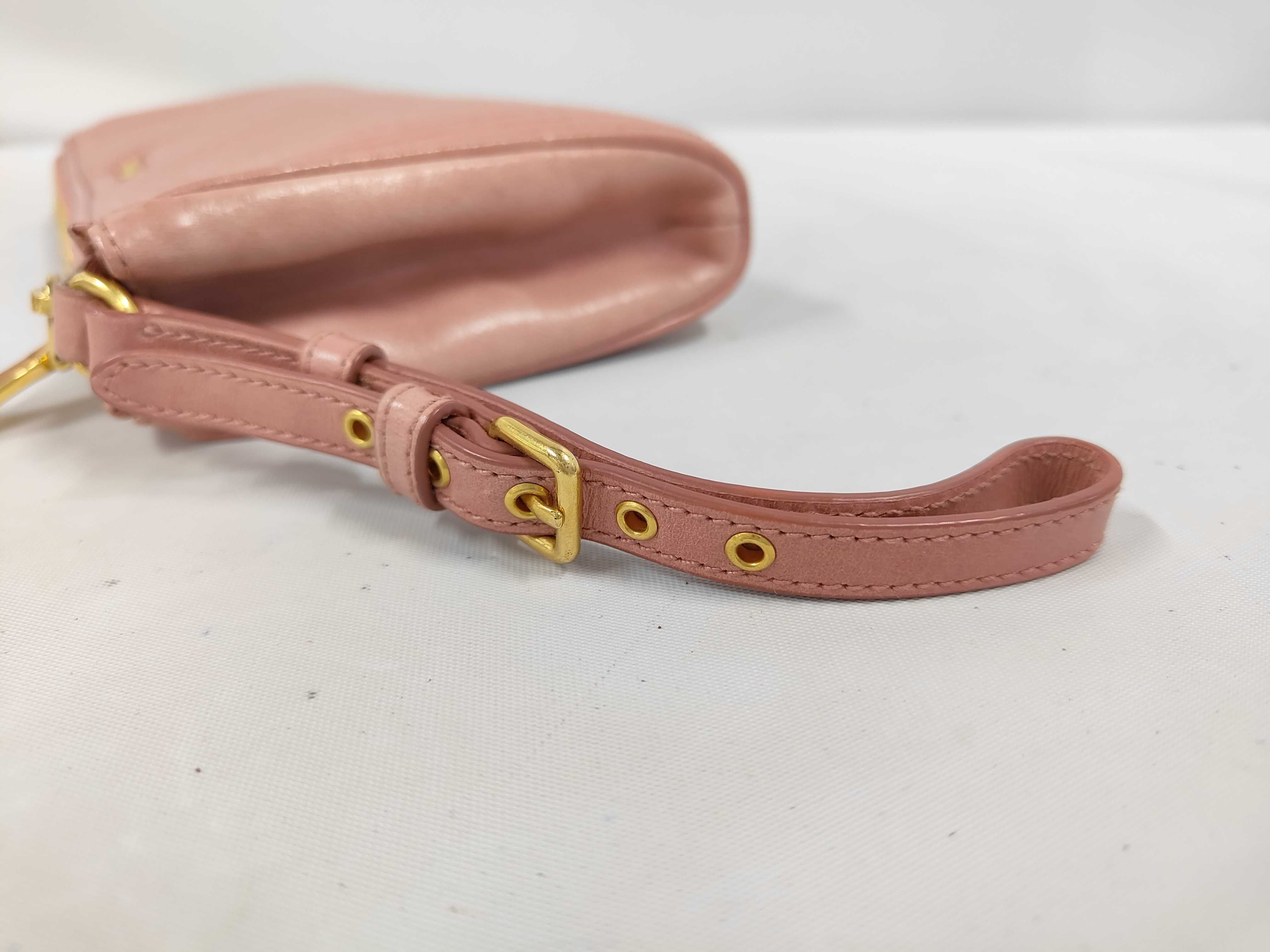 5N1455 Vitello Shine Clutch Bag, Leather, Pink Clutch Bag — view 5