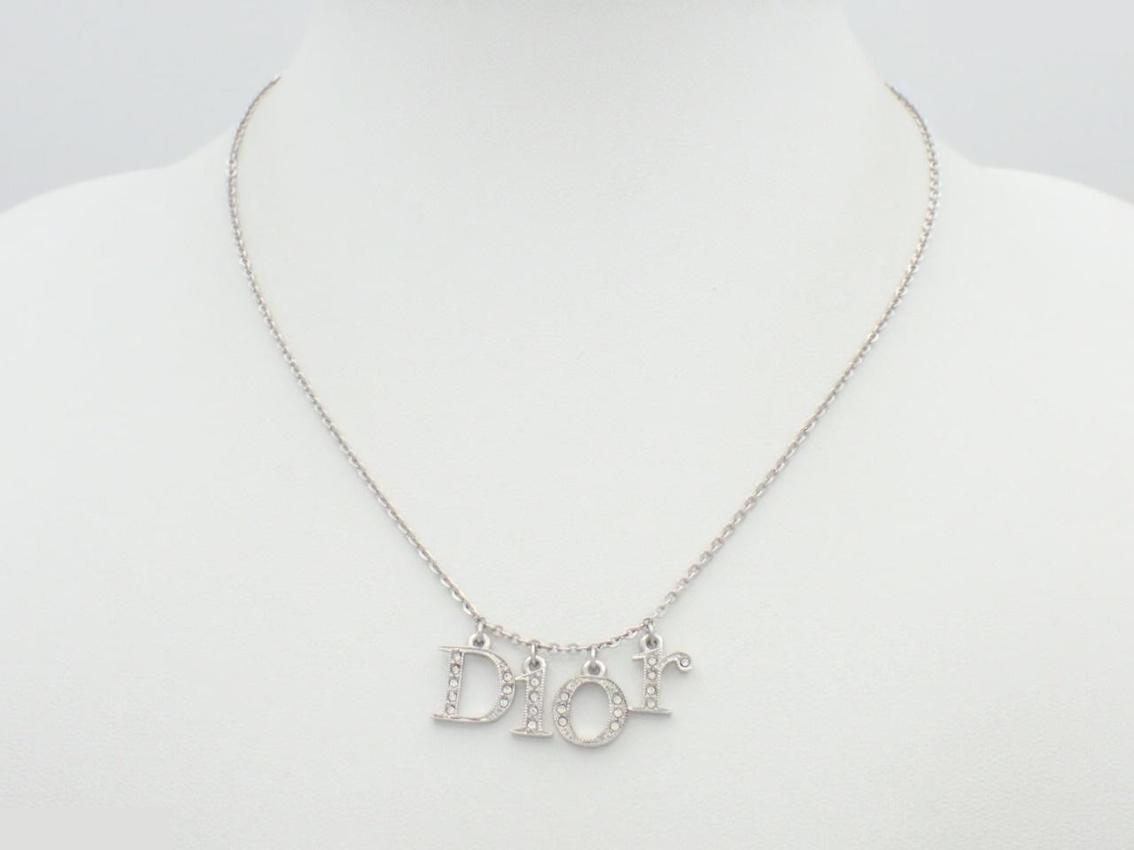 necklace, silver, rhinestones, chain approximately 38cm — view 3