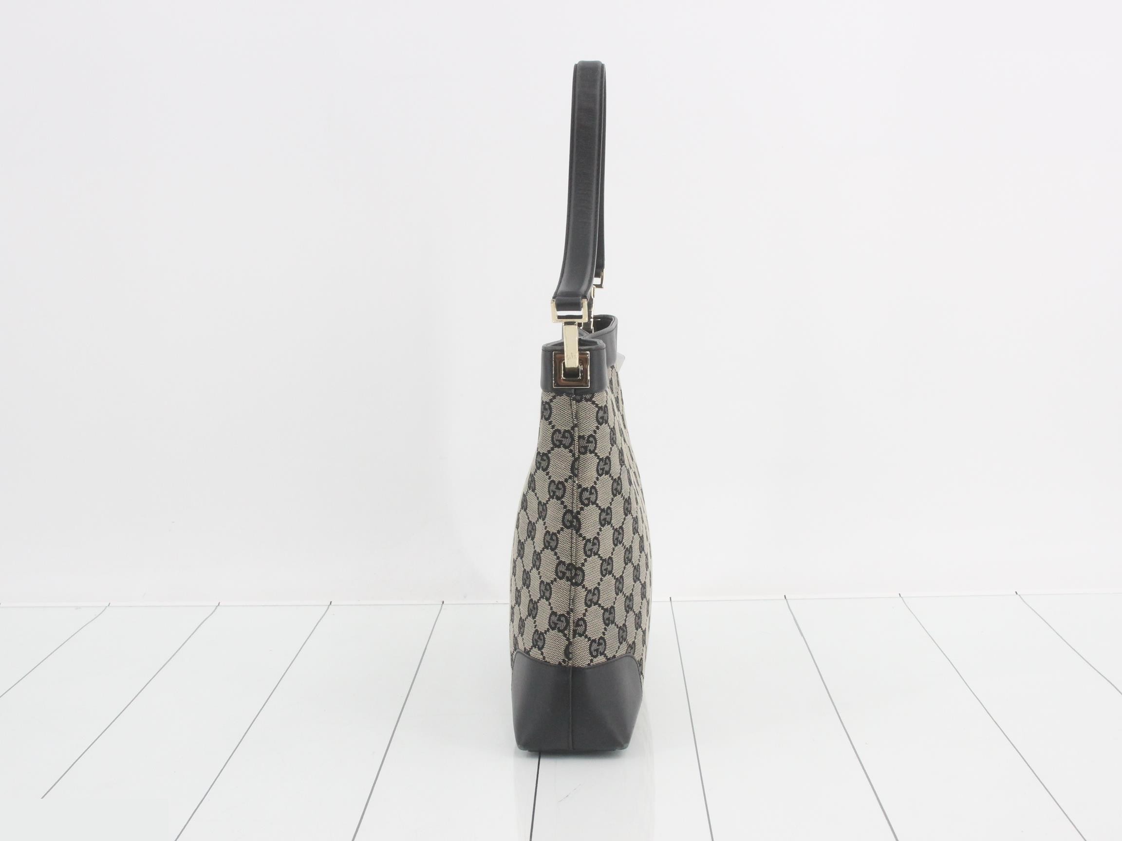 GG Canvas Hobo, Gray x Black, 27 x 7 cm — view 4