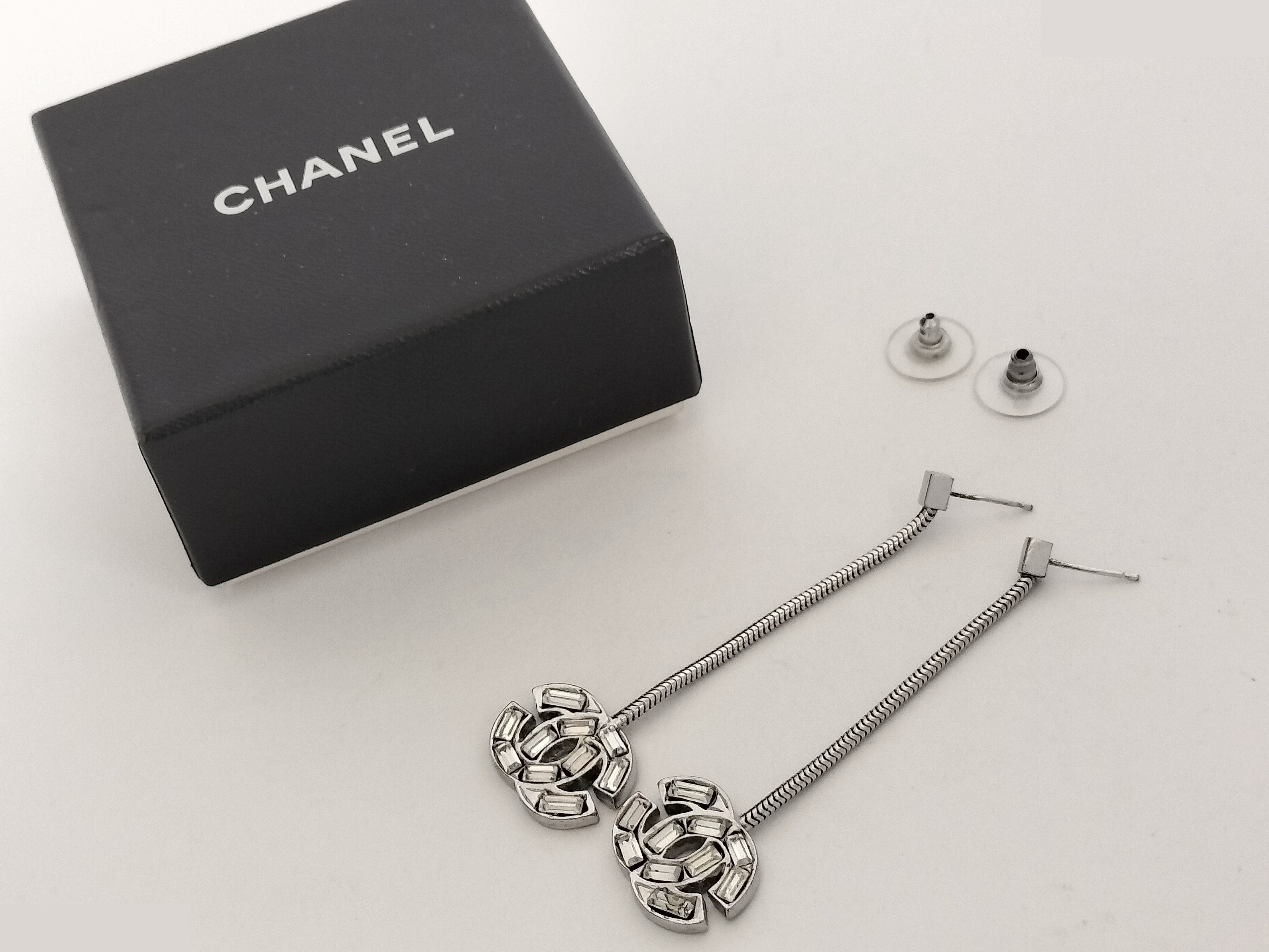 Coco rhinestone silver earrings — view 2