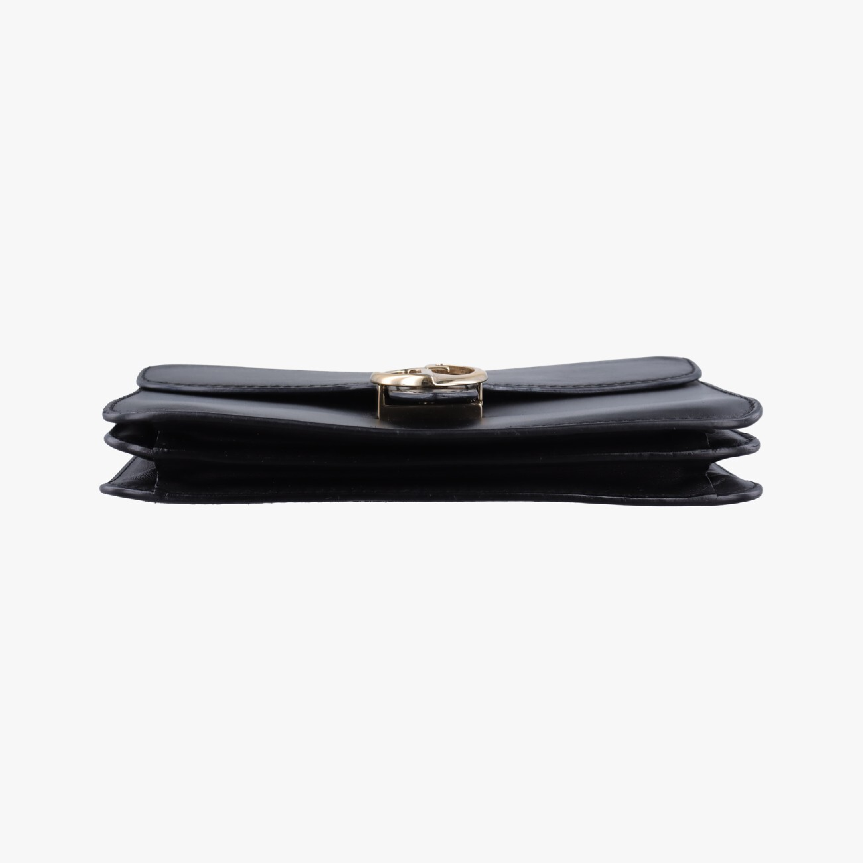 Interlocking 1973 Flap Black Leather Shoulder Bag 277522 E010257779 — view 3