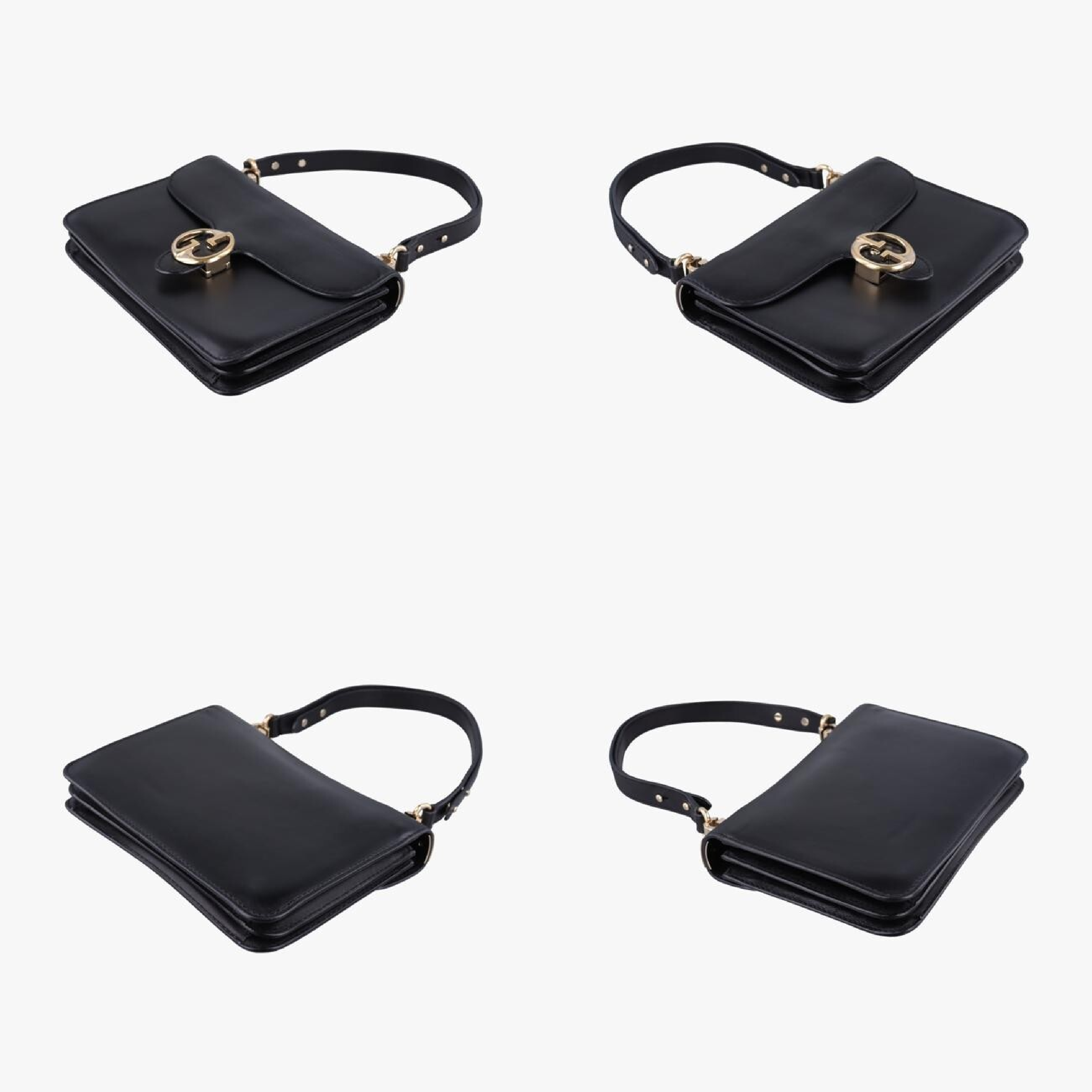 Interlocking 1973 Flap Black Leather Shoulder Bag 277522 E010257779 — view 4