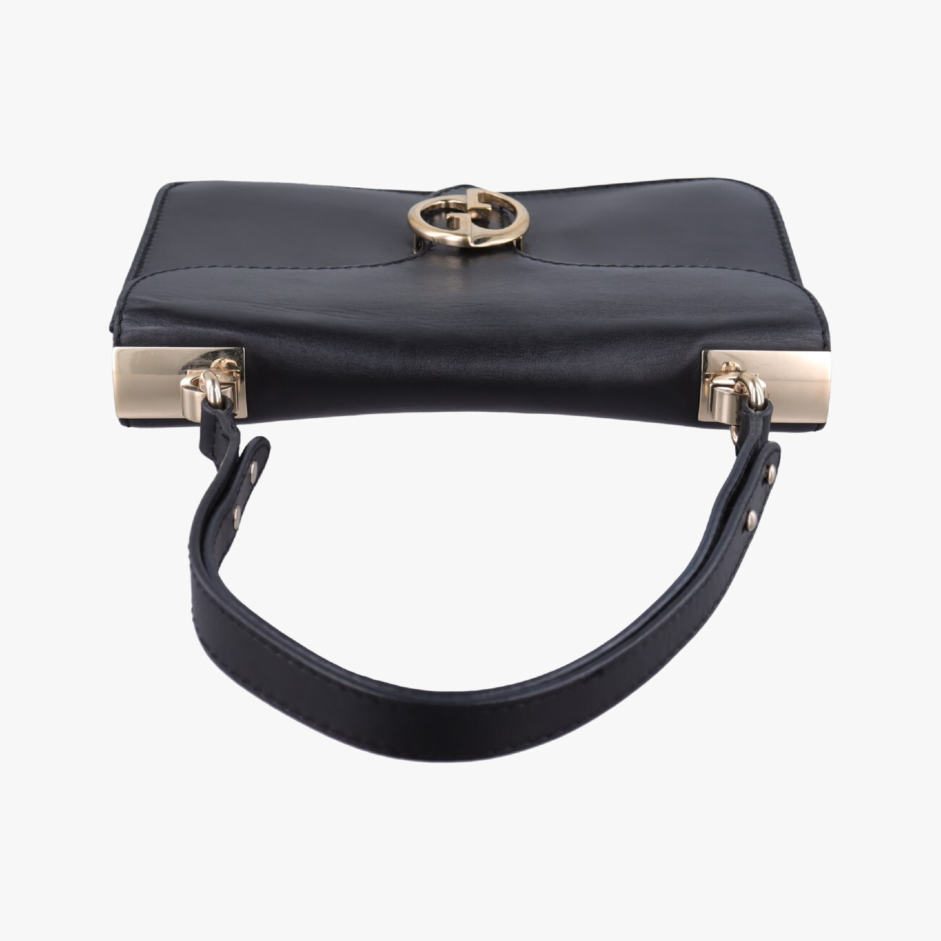 Interlocking 1973 Flap Black Leather Shoulder Bag 277522 E010257779 — view 5