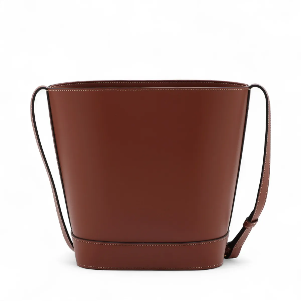 Triomphe Small Bucket Leather Shoulder Bag Brown — view 2