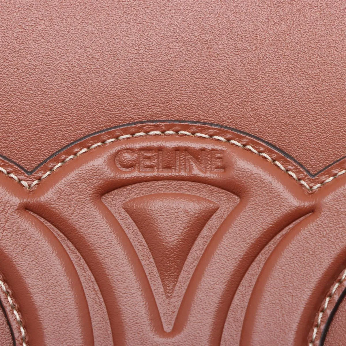 Triomphe Small Bucket Leather Shoulder Bag Brown — view 7