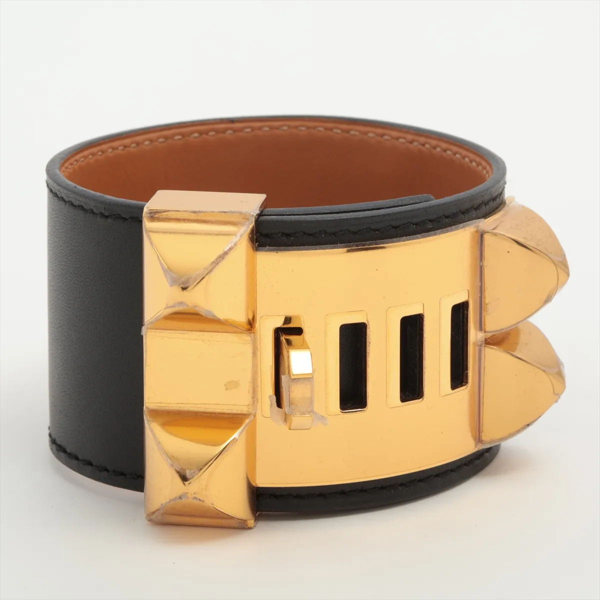 Coriedossian Q Bracelet S1 Leather x GP Black x Gold Thread — view 2