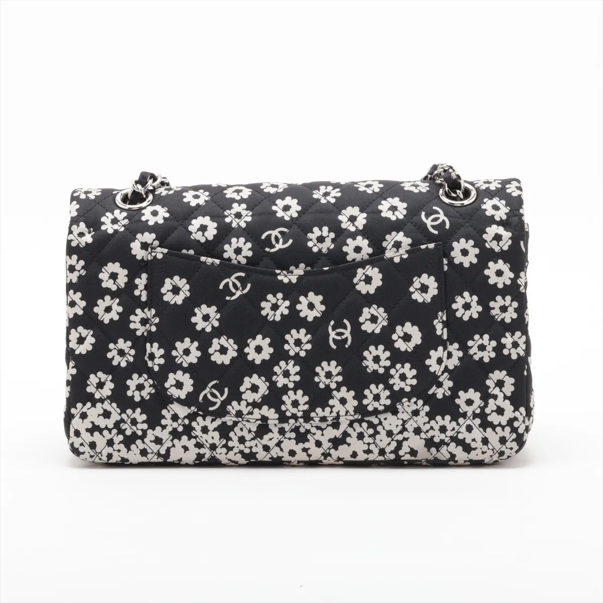 [Individually packaged] Chanel Matelassé 25 Canvas Double Flap Double Chain Bag, Black, Silver Hardware, CCAHJGE2, Random Plate, A01112 — view 2