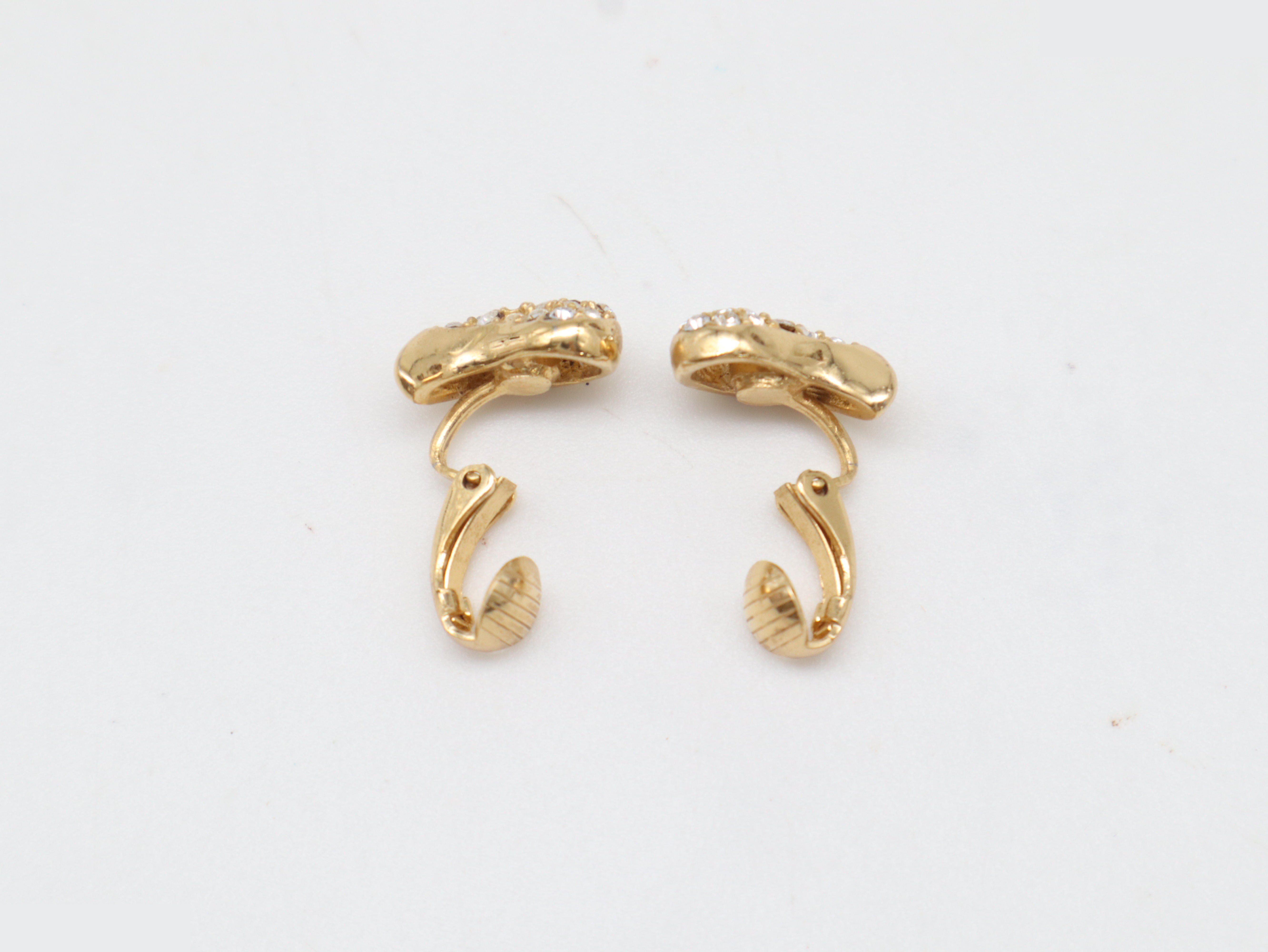 Rhinestone x GP drop earrings — view 4