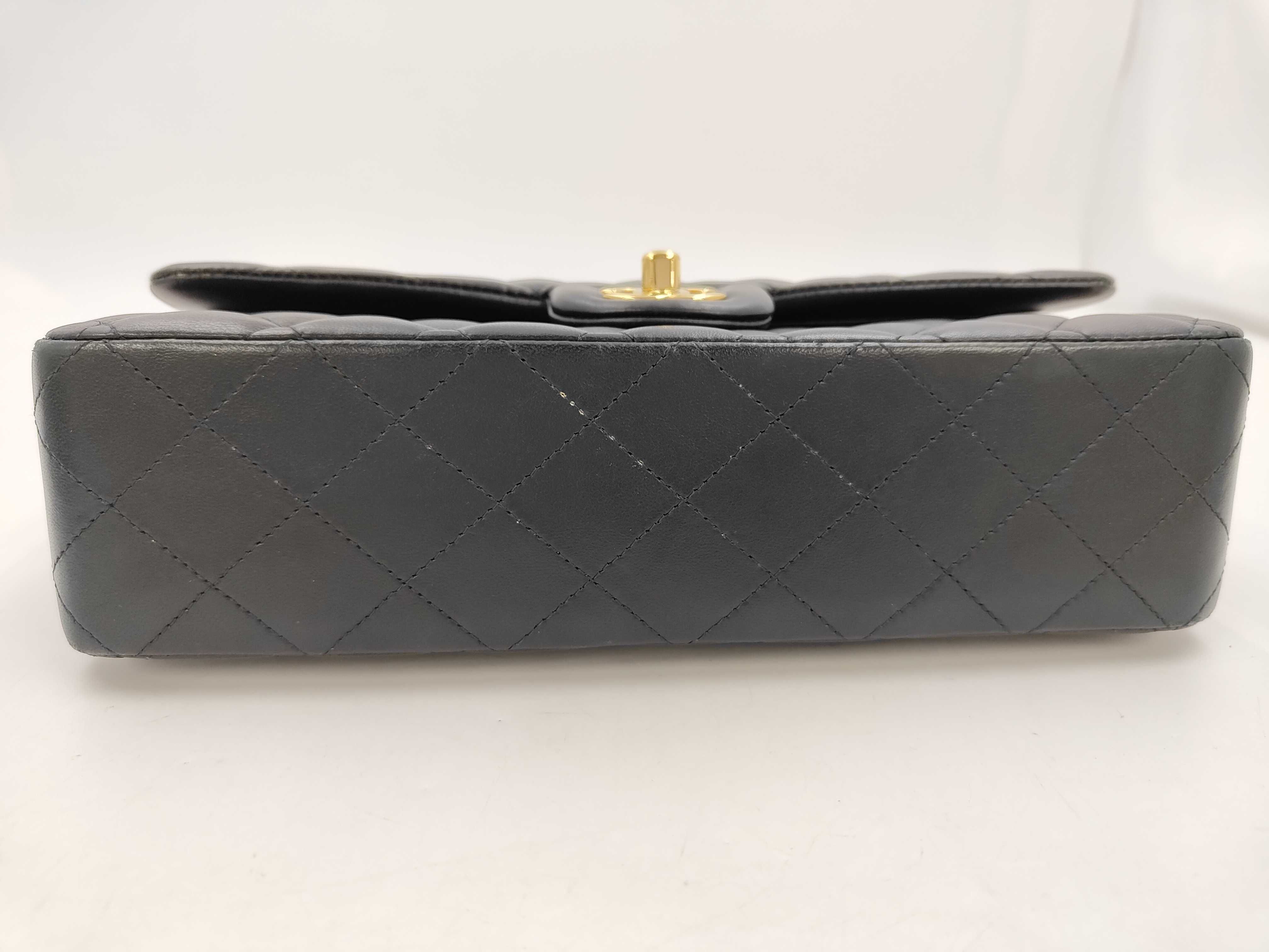 Matelassé 25 Double Flap Double Chain Shoulder Bag, Lambskin, Black, Gold Hardware. — view 6