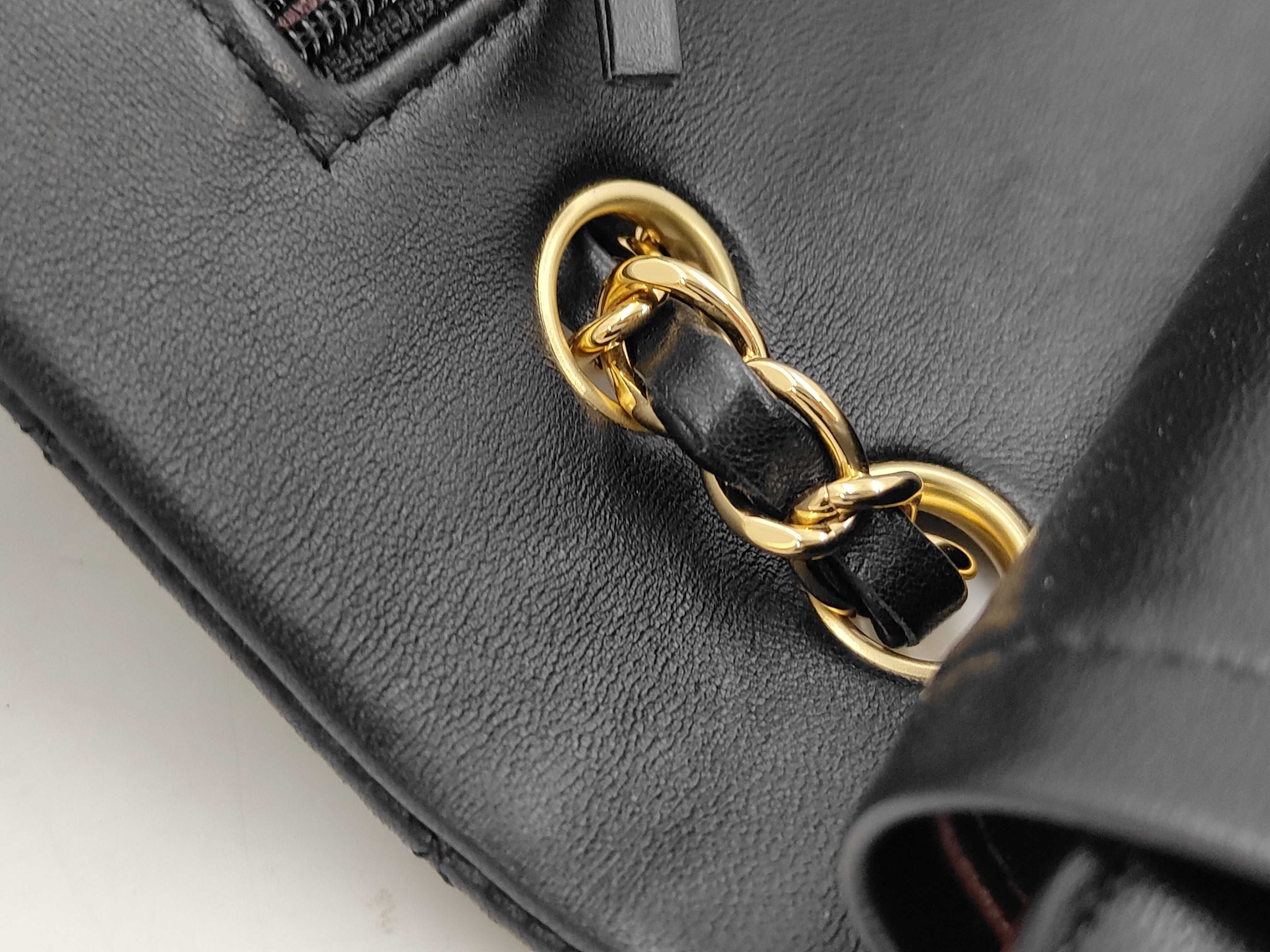 Matelassé 25 Double Flap Double Chain Shoulder Bag, Lambskin, Black, Gold Hardware. — view 8