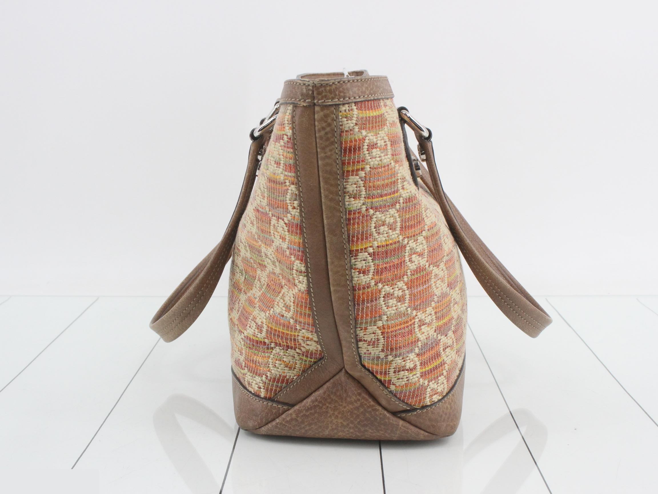 Soho Straw x Leather Tote Bag, Multicolor — view 3