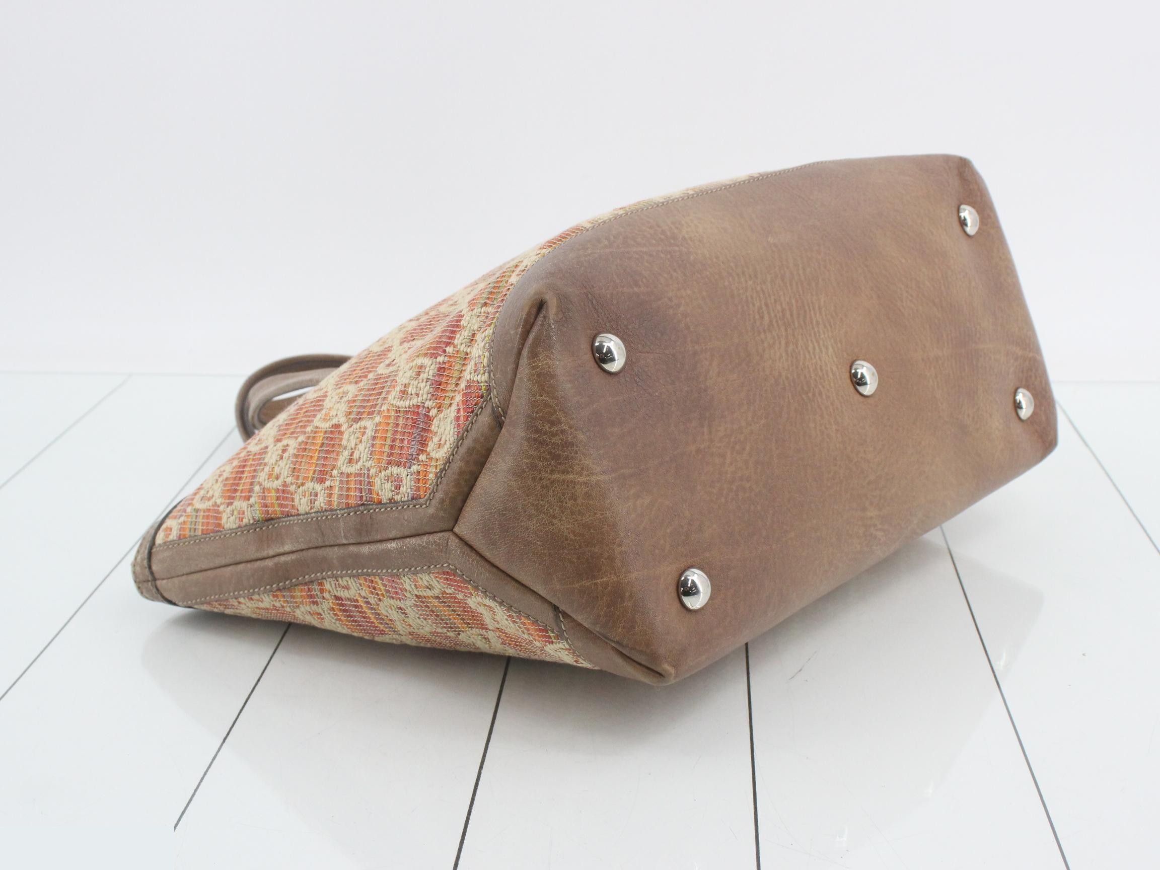 Soho Straw x Leather Tote Bag, Multicolor — view 5