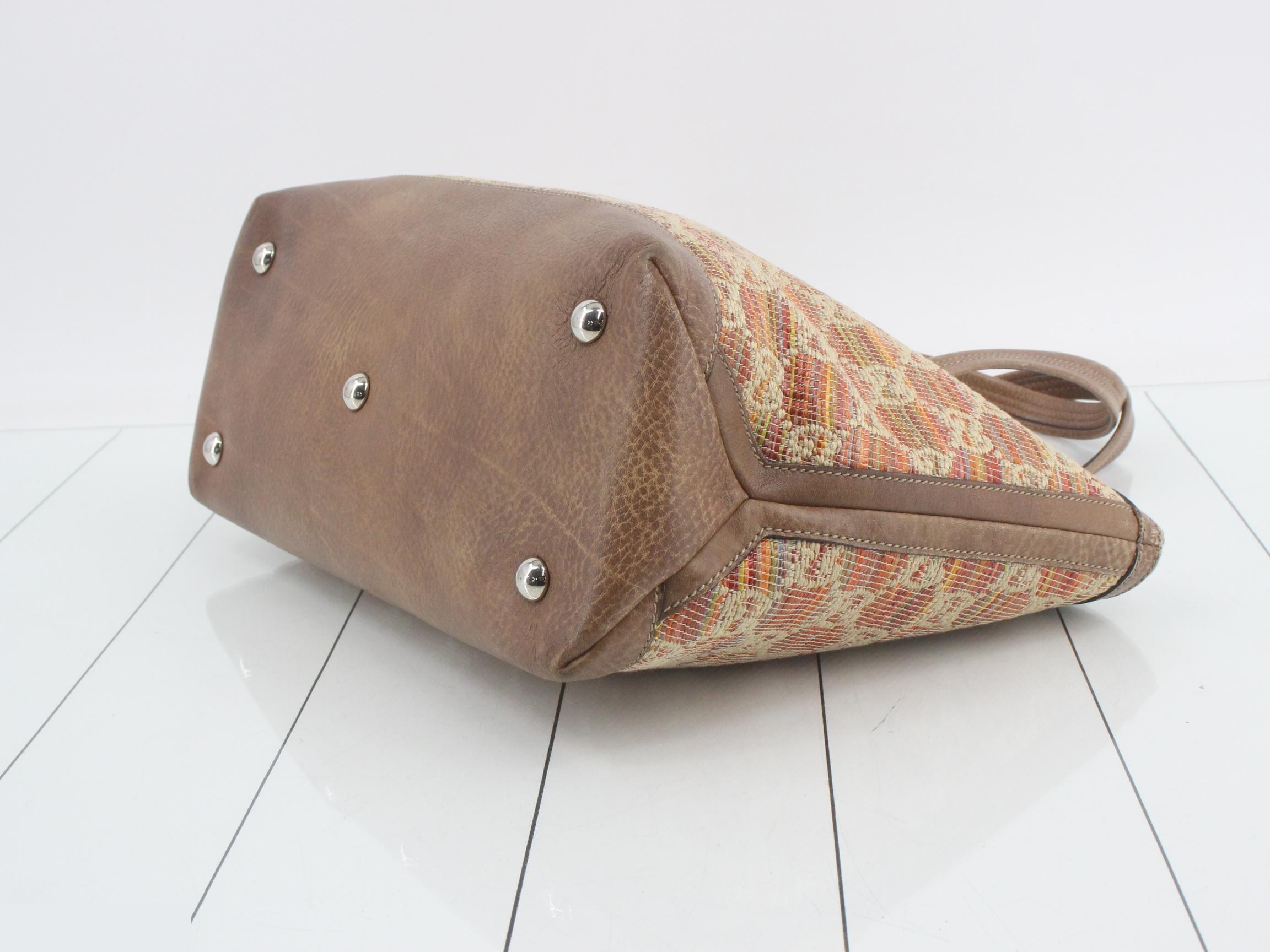 Soho Straw x Leather Tote Bag, Multicolor — view 6