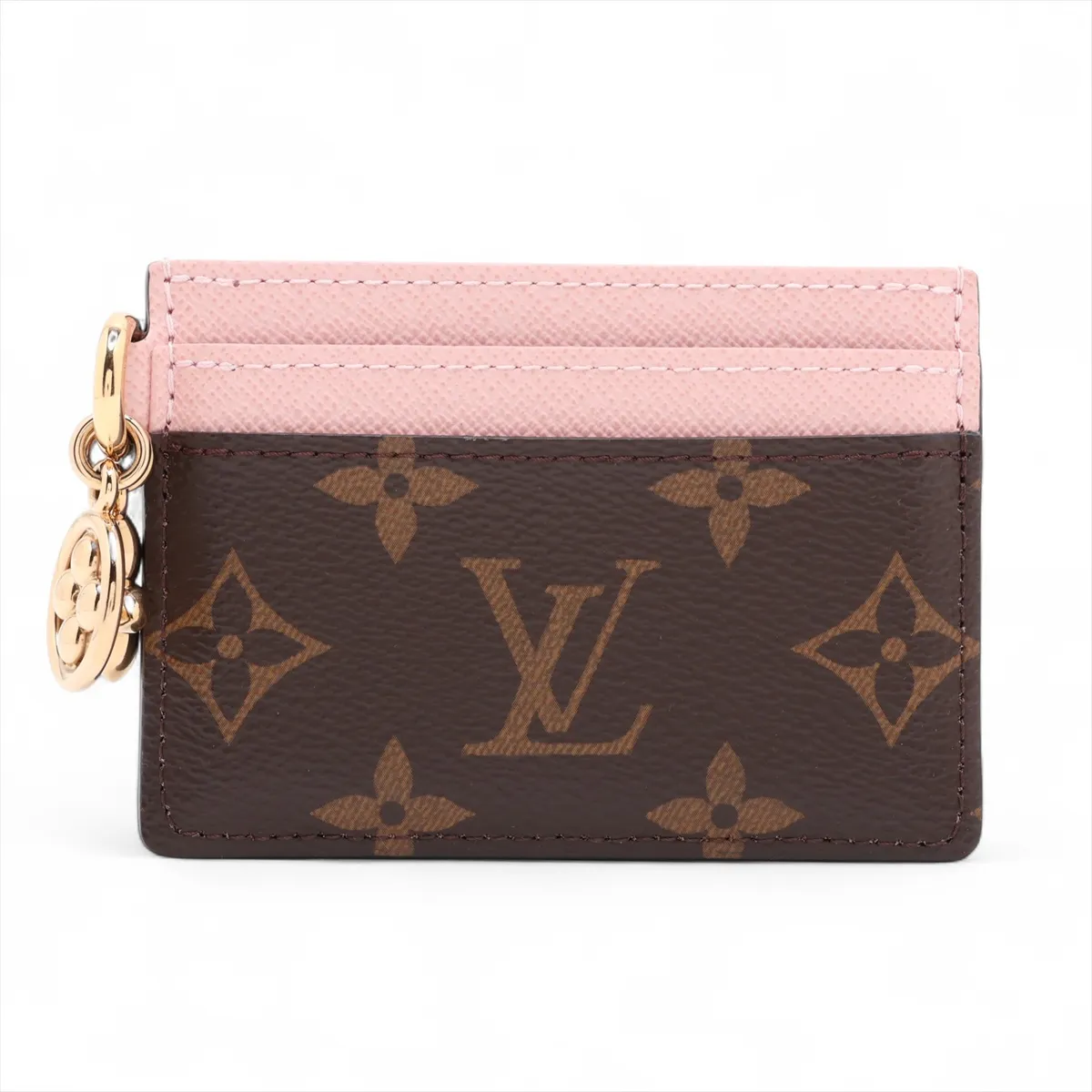 Monogram Portecarte LV Charm M82739 Rose Ballerine Card Case (RFID detected)
