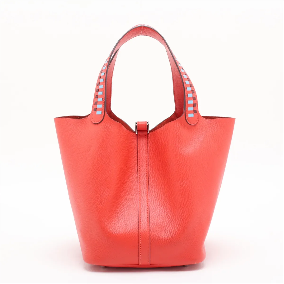 Hermès Picotin Lock 22 MM Tressage Veau Epsom Rouge Coeur x Blue Nord x Rouge H Silver Hardware D:2019 — view 2