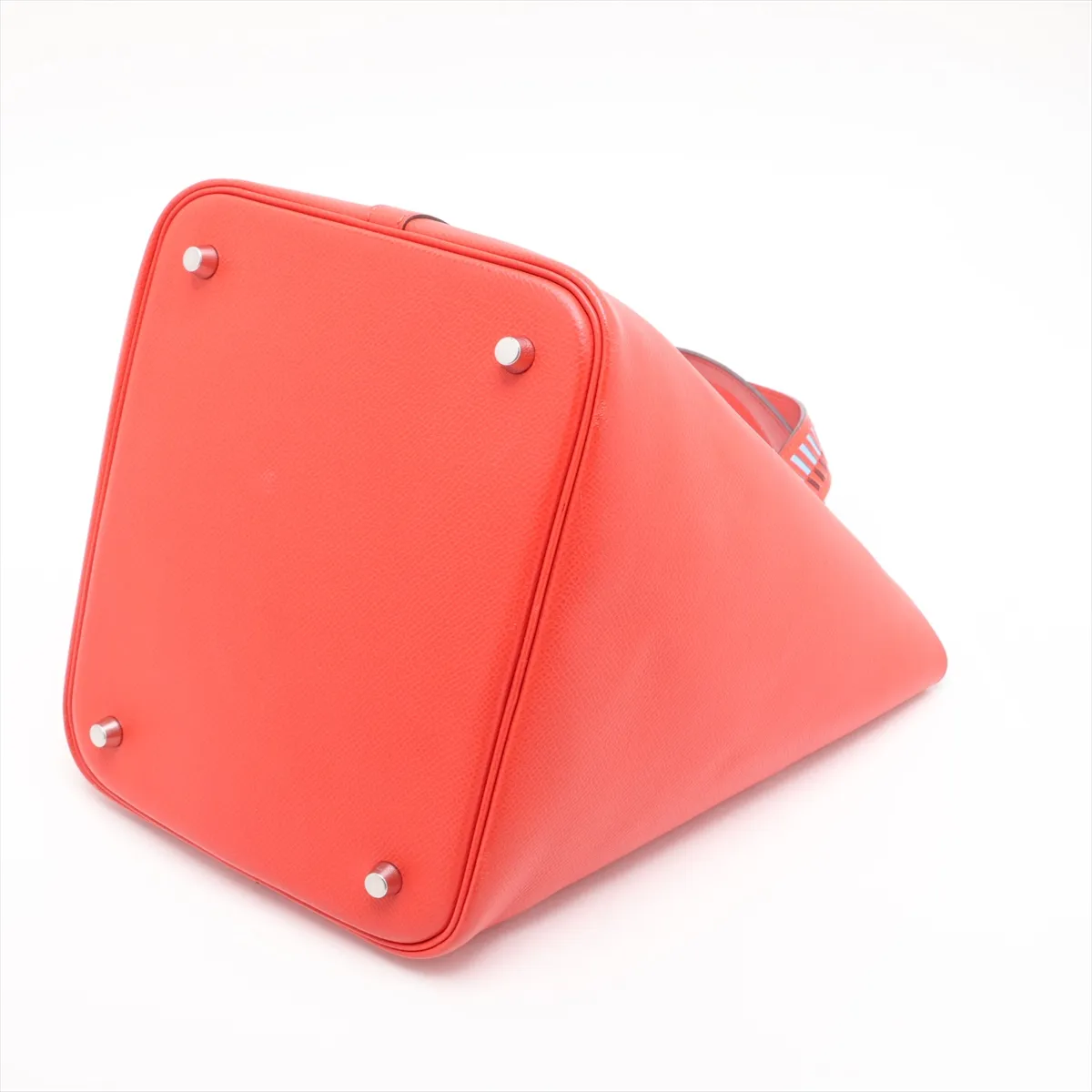 Hermès Picotin Lock 22 MM Tressage Veau Epsom Rouge Coeur x Blue Nord x Rouge H Silver Hardware D:2019 — view 3