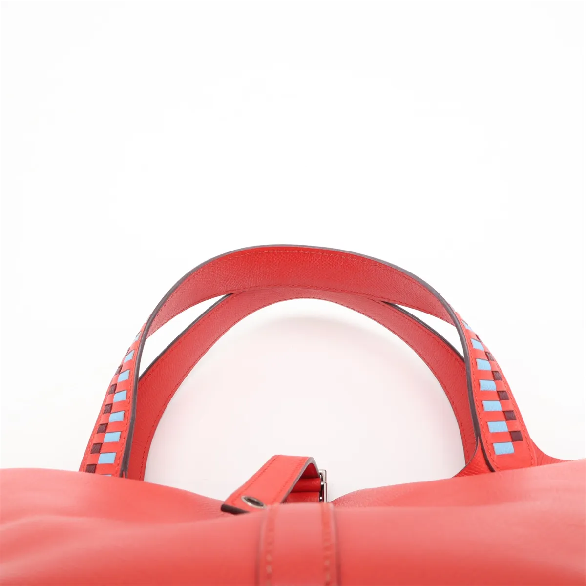 Hermès Picotin Lock 22 MM Tressage Veau Epsom Rouge Coeur x Blue Nord x Rouge H Silver Hardware D:2019 — view 6