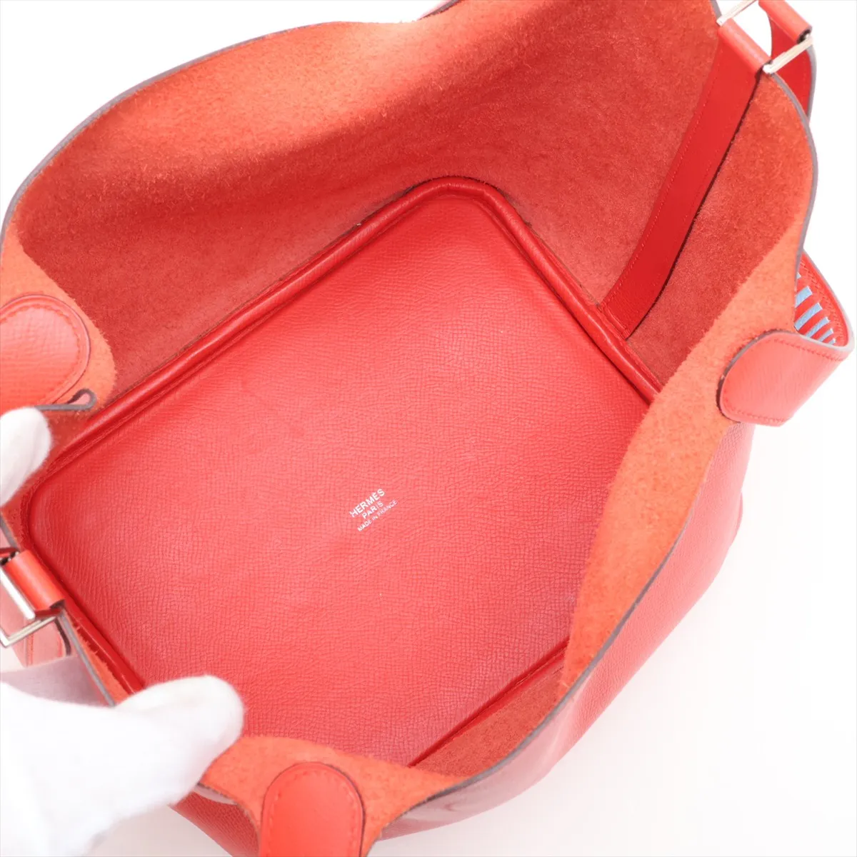 Hermès Picotin Lock 22 MM Tressage Veau Epsom Rouge Coeur x Blue Nord x Rouge H Silver Hardware D:2019 — view 7