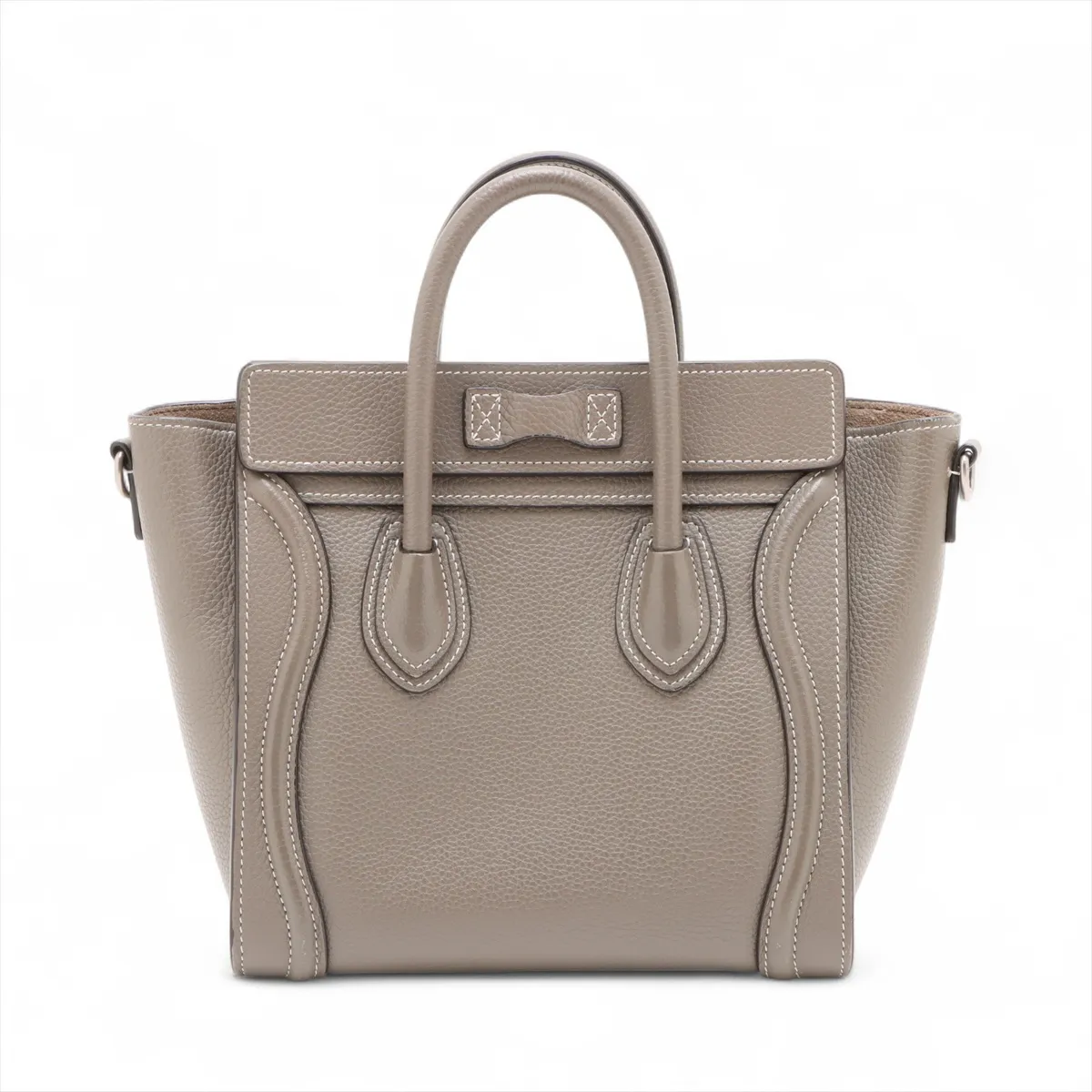 Luggage Nano Shopper Leather 2-Way Handbag, Greige — view 2