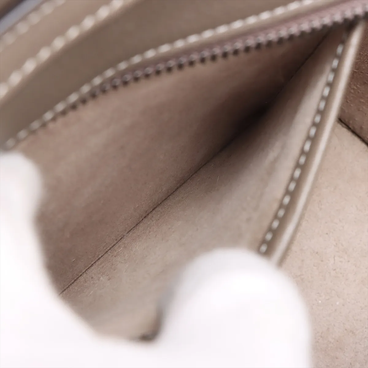 Luggage Nano Shopper Leather 2-Way Handbag, Greige — view 9