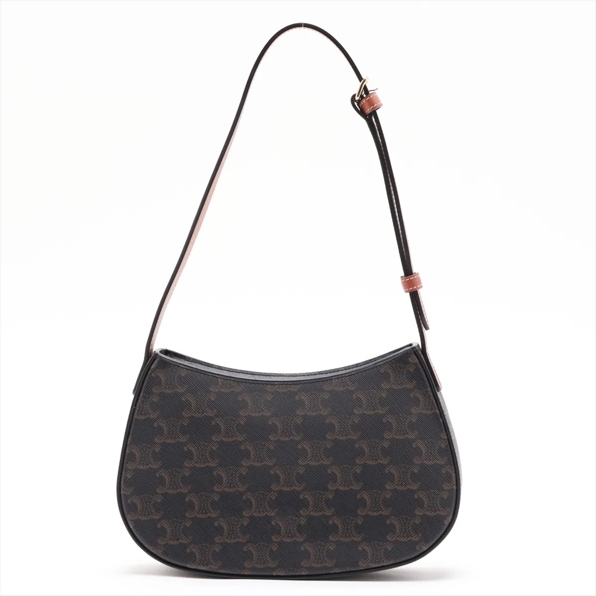 Triomphe Medium Tilly Bag, PVC x Leather Shoulder Bag, Black x Brown — view 2