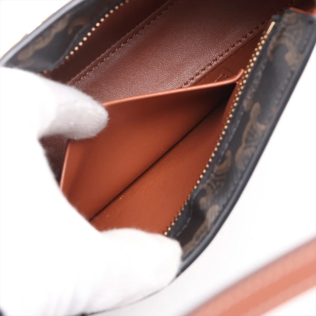 Triomphe Medium Tilly Bag, PVC x Leather Shoulder Bag, Black x Brown — view 8