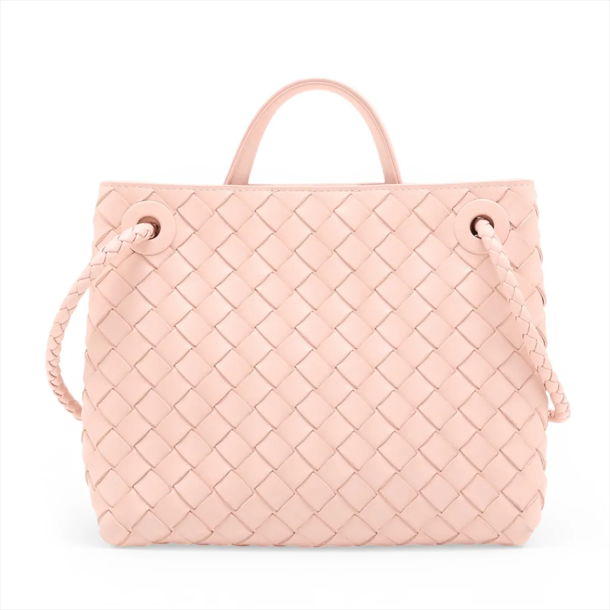 Intrecciato Small Andiamo Leather 2-Way Handbag Pink — view 2
