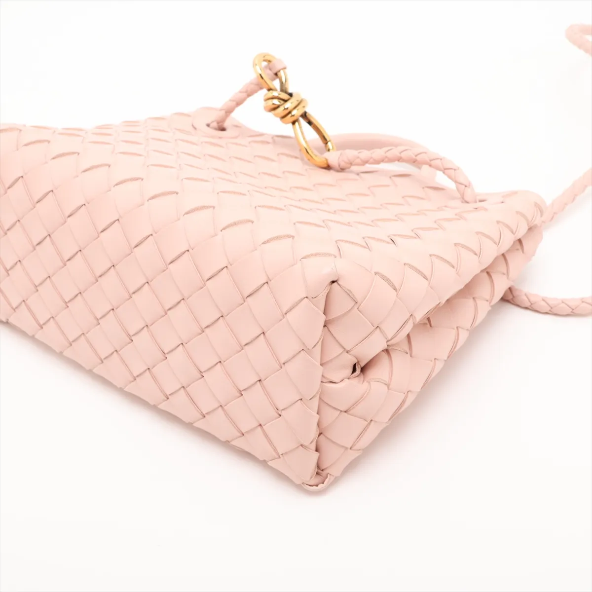 Intrecciato Small Andiamo Leather 2-Way Handbag Pink — view 3