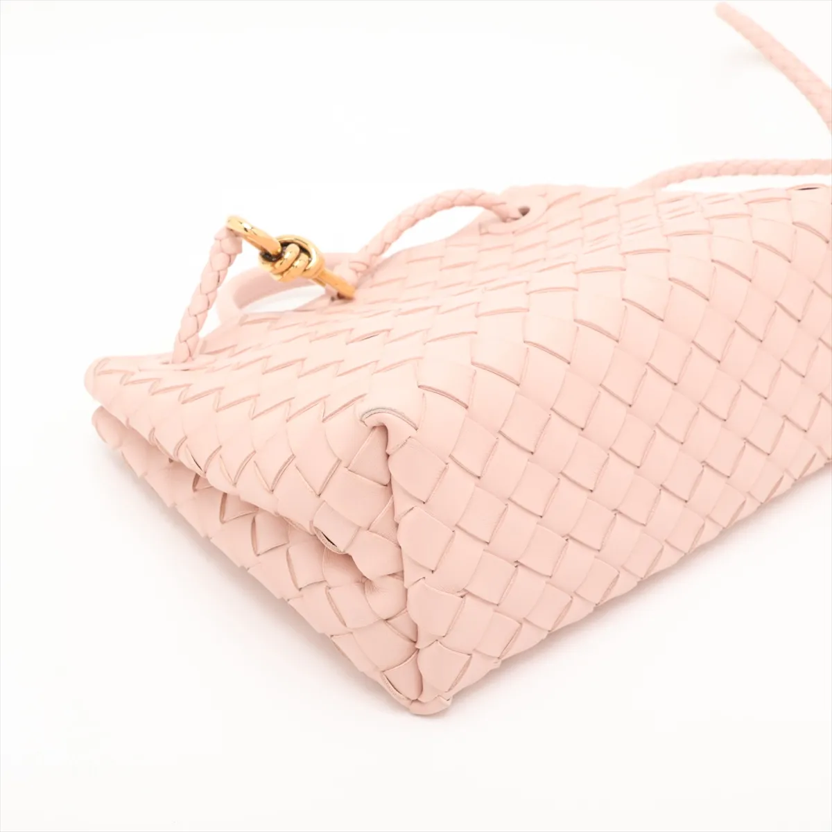 Intrecciato Small Andiamo Leather 2-Way Handbag Pink — view 4