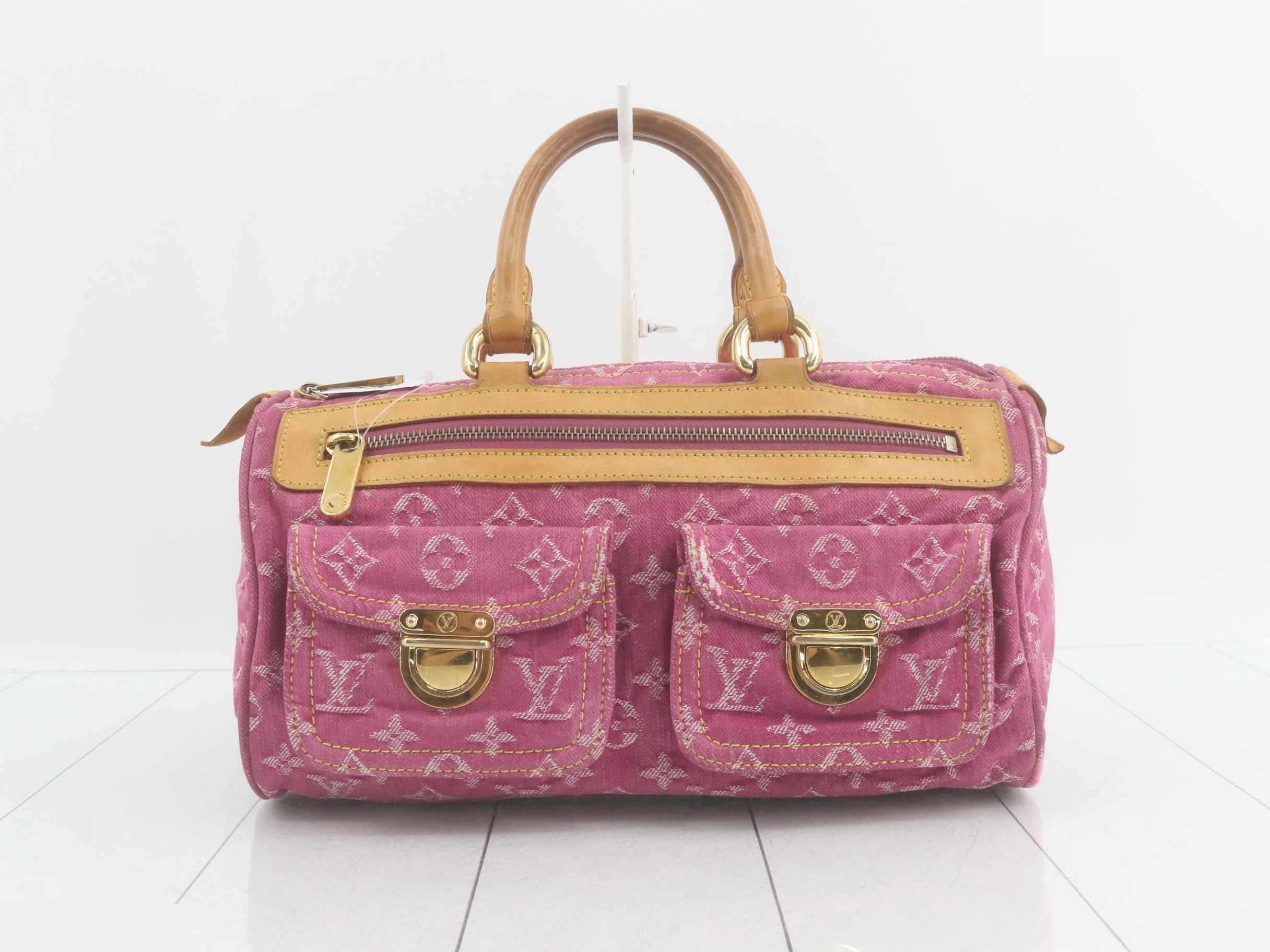 Monogram Denim Neo Speedy Fuchsia Handbag