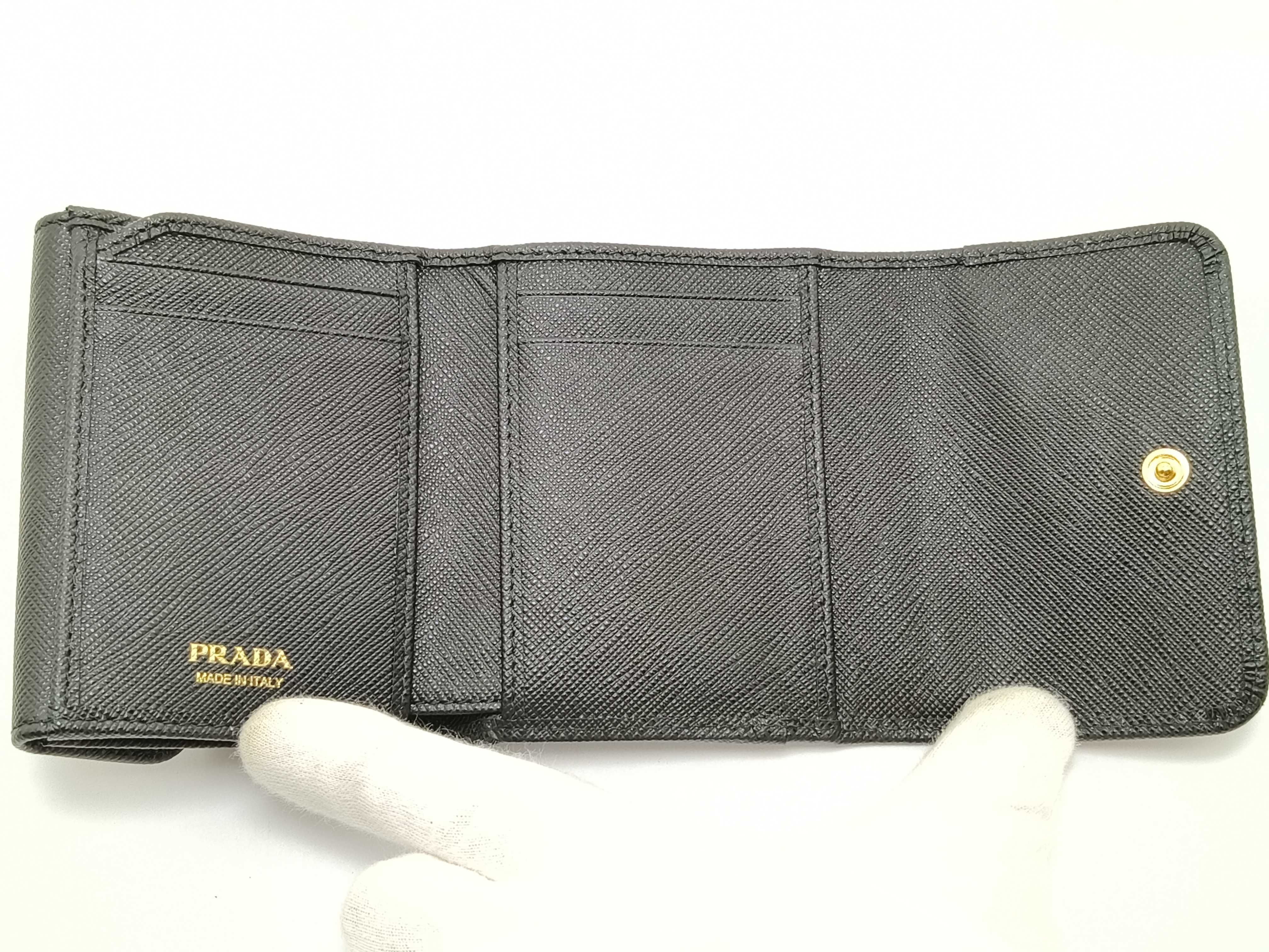 wallet triangle logo saffiano leather wallet — view 12