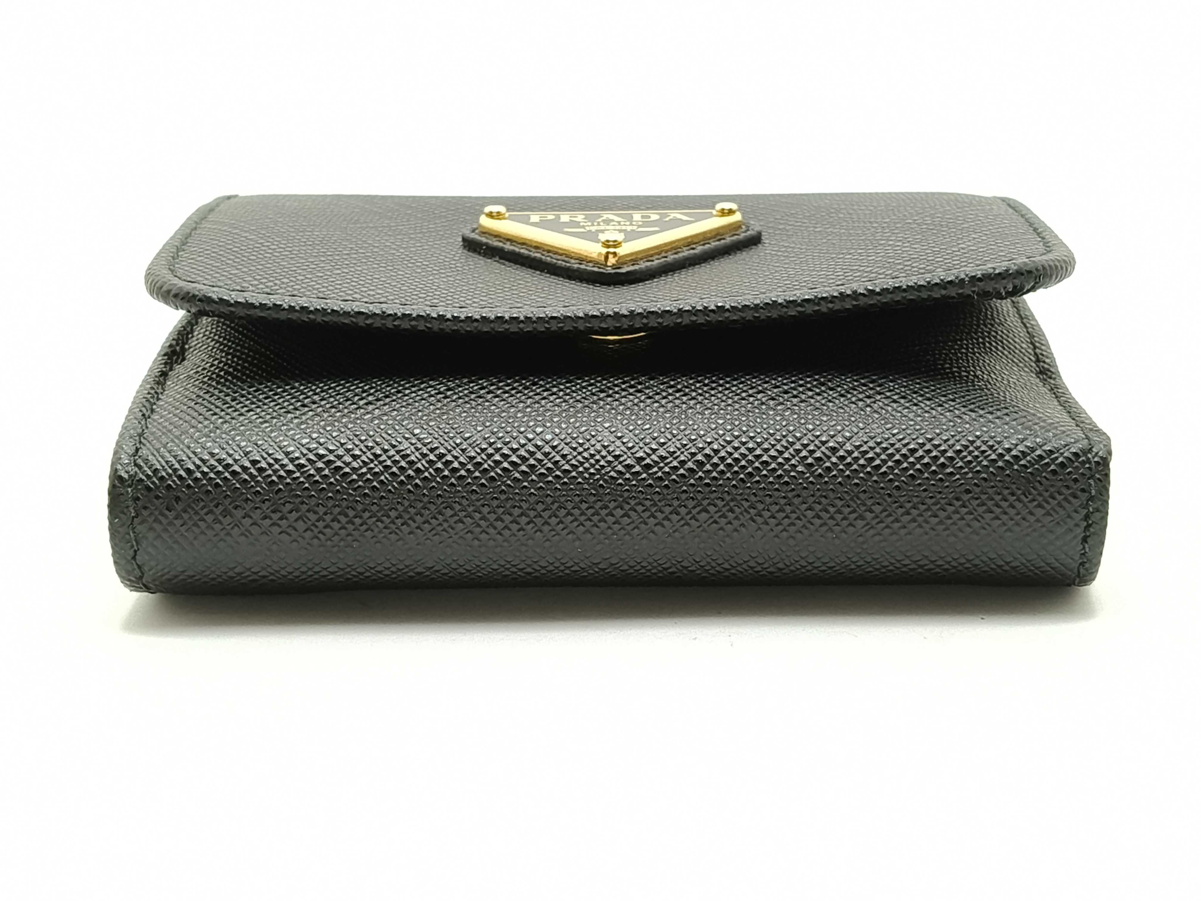 wallet triangle logo saffiano leather wallet — view 3