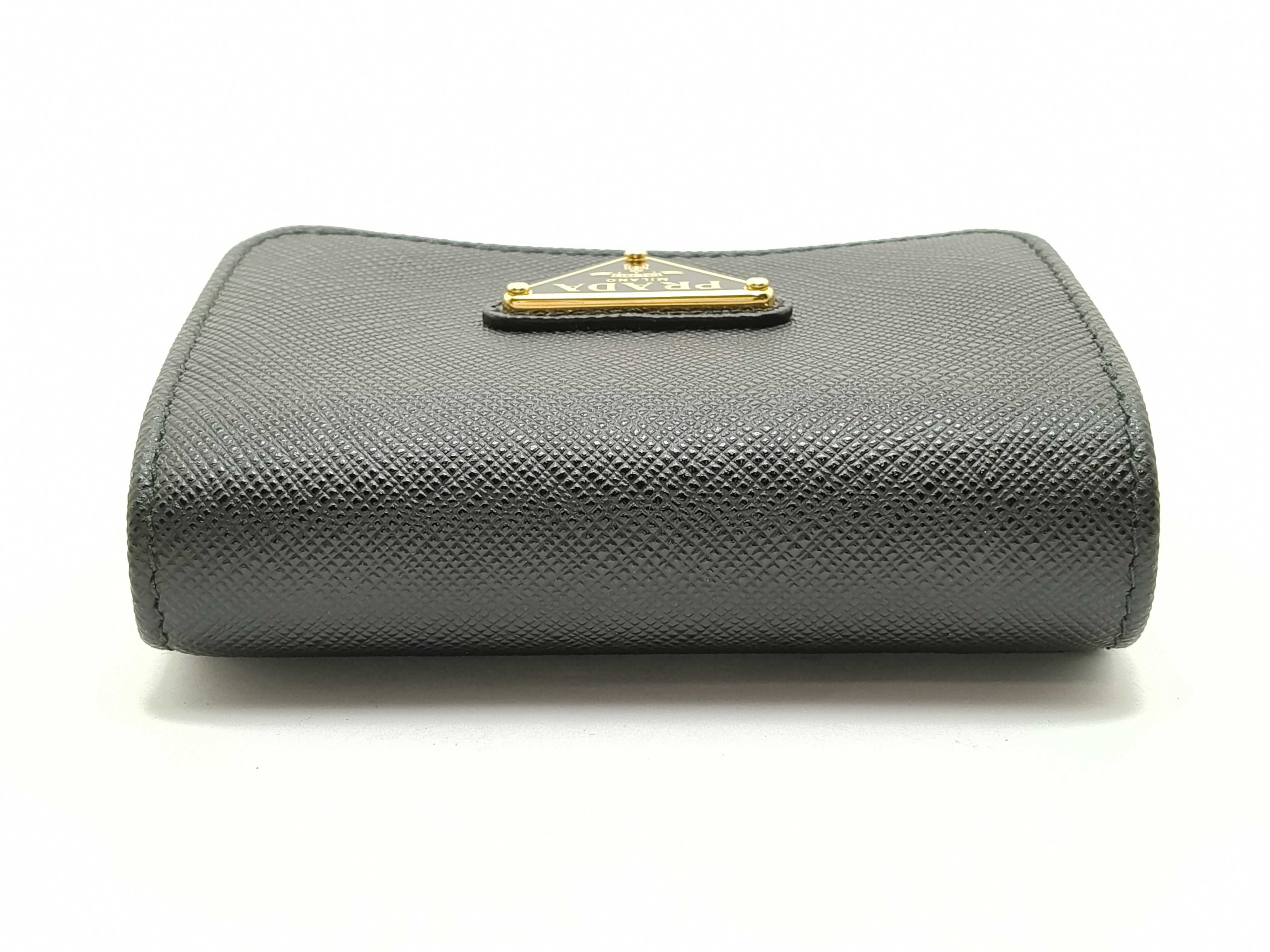 wallet triangle logo saffiano leather wallet — view 6