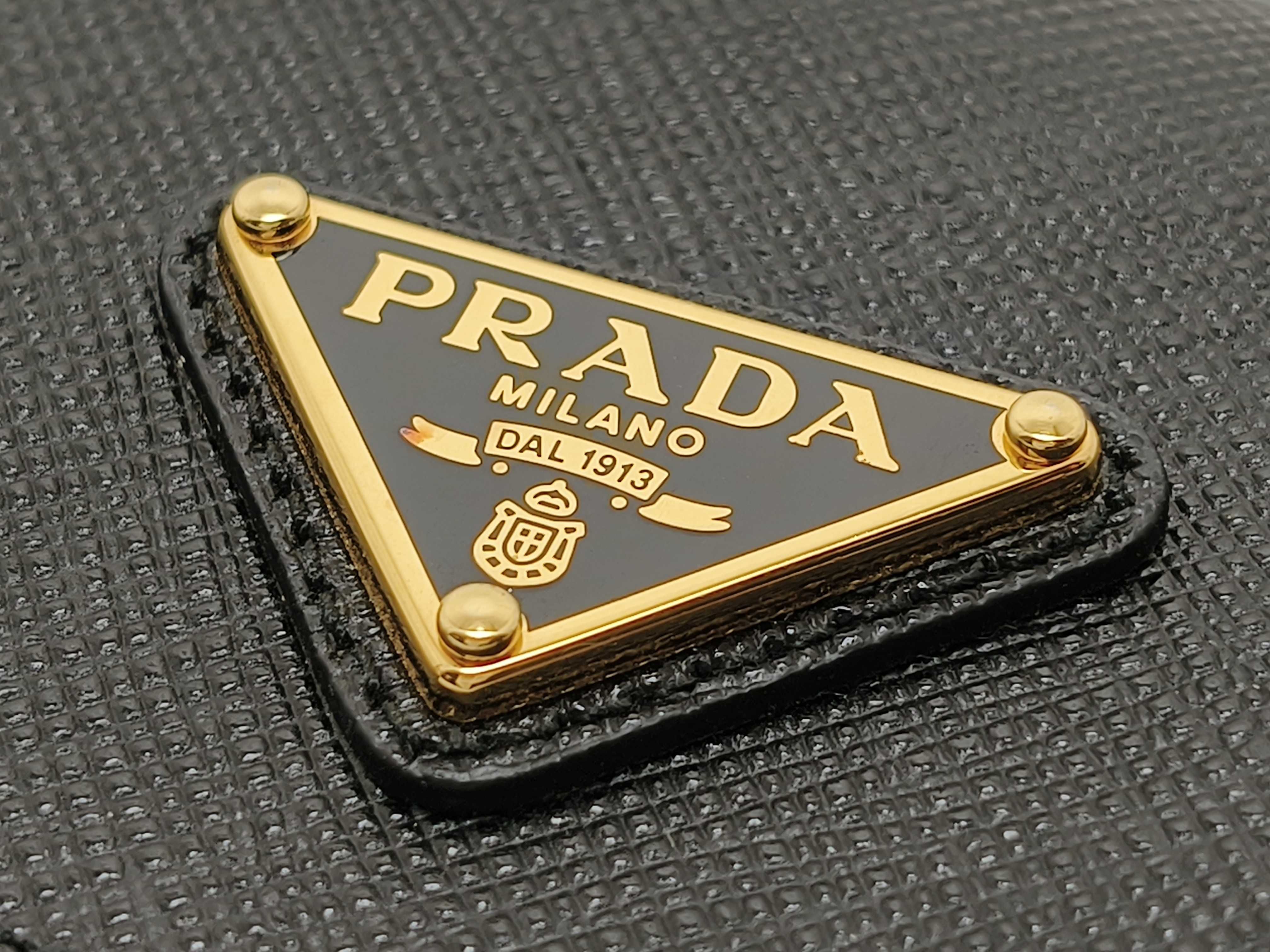 wallet triangle logo saffiano leather wallet — view 7