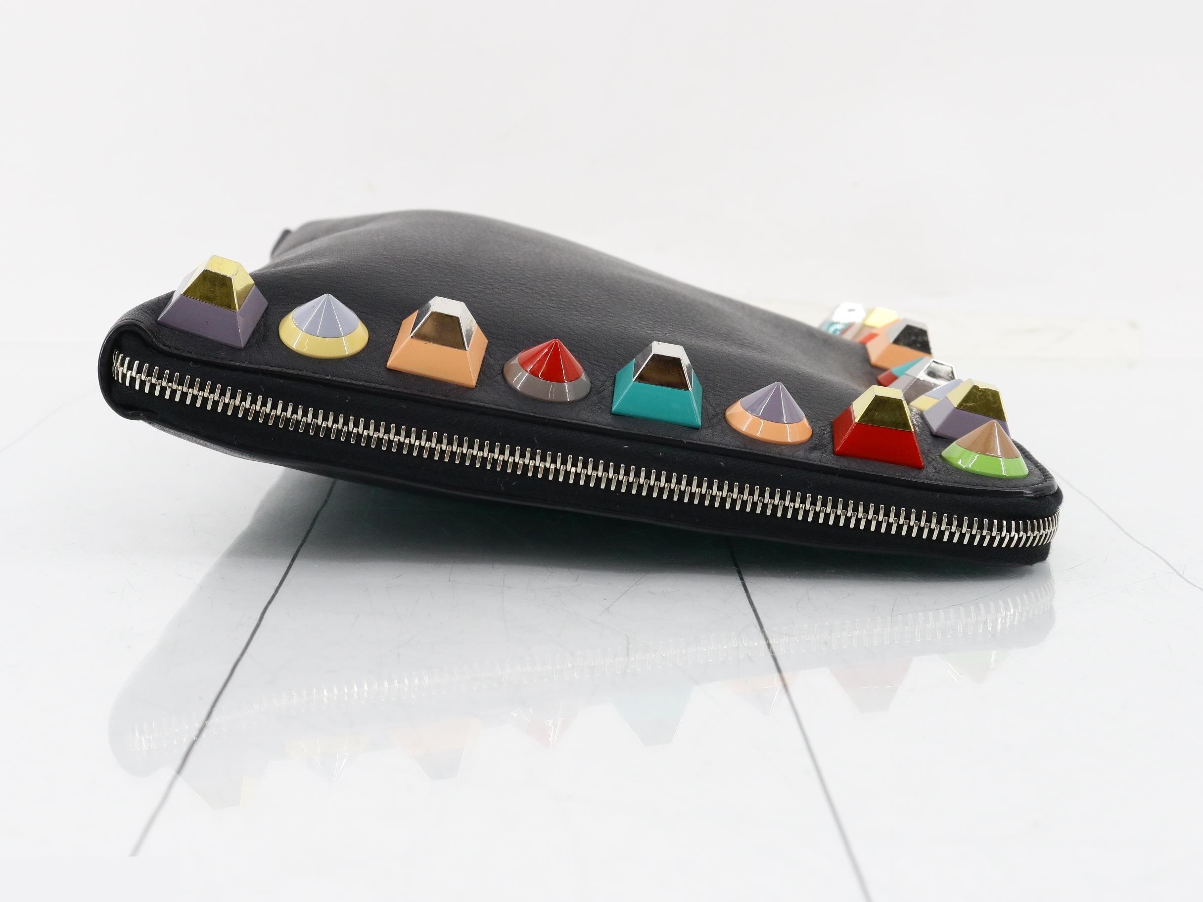Leather multi-stud clutch bag — view 3