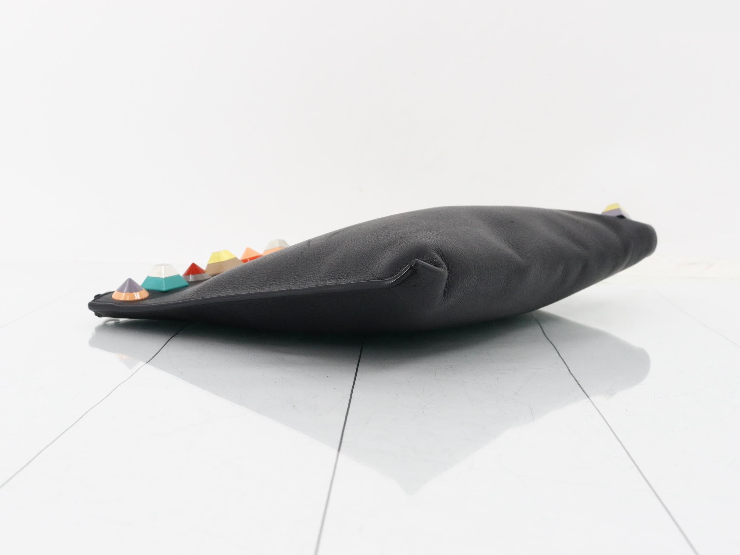 Leather multi-stud clutch bag — view 5