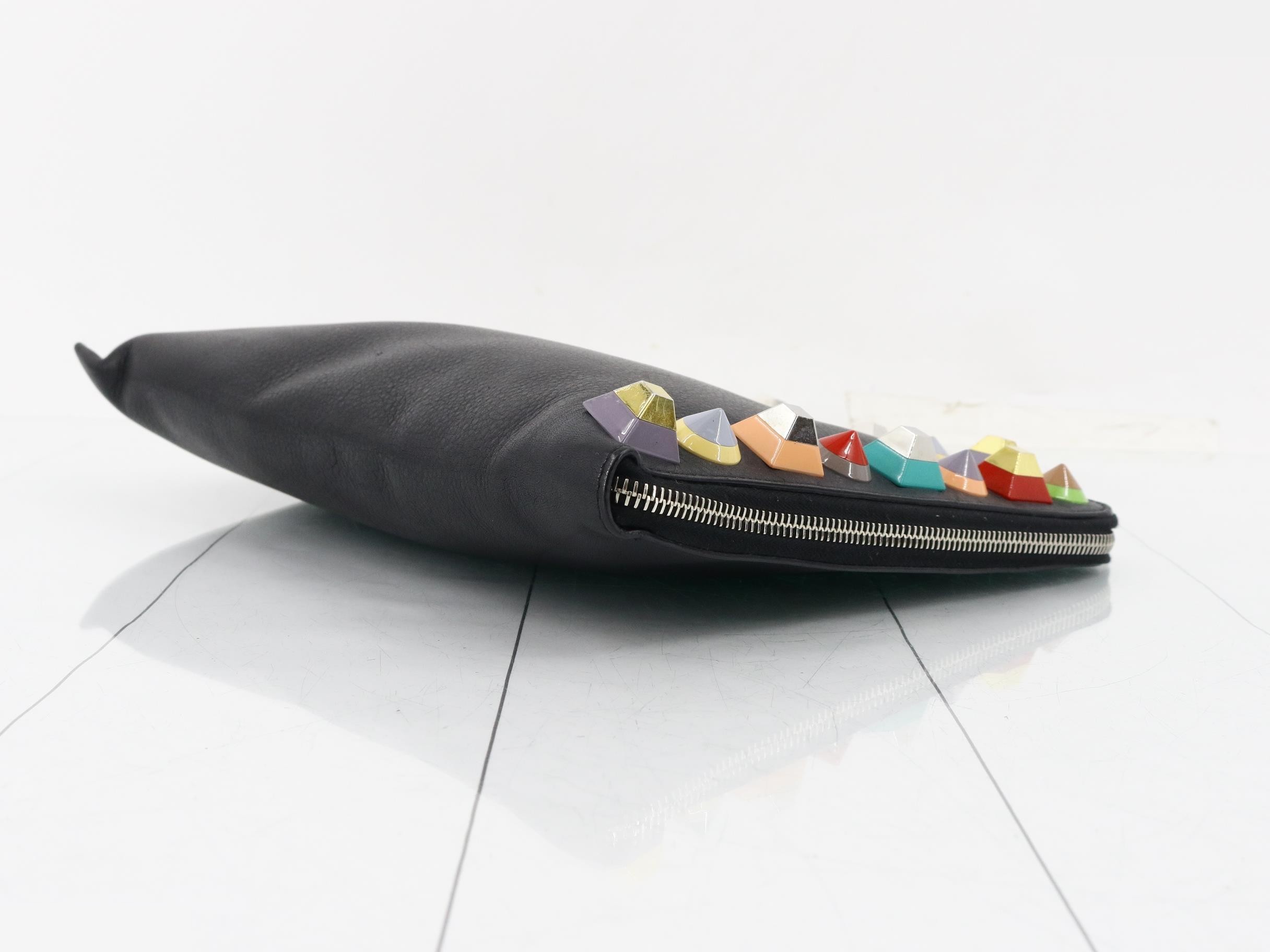 Leather multi-stud clutch bag — view 6
