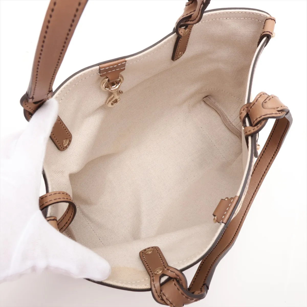 GG Canvas 269878 Canvas x Leather Tote Bag Brown — view 7