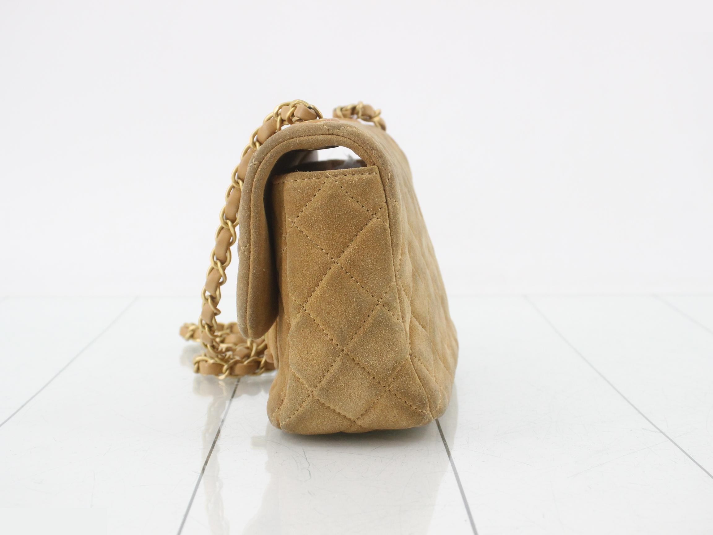 Suede (Bag) Shoulder Bag Mini Matelassé Beige — view 3