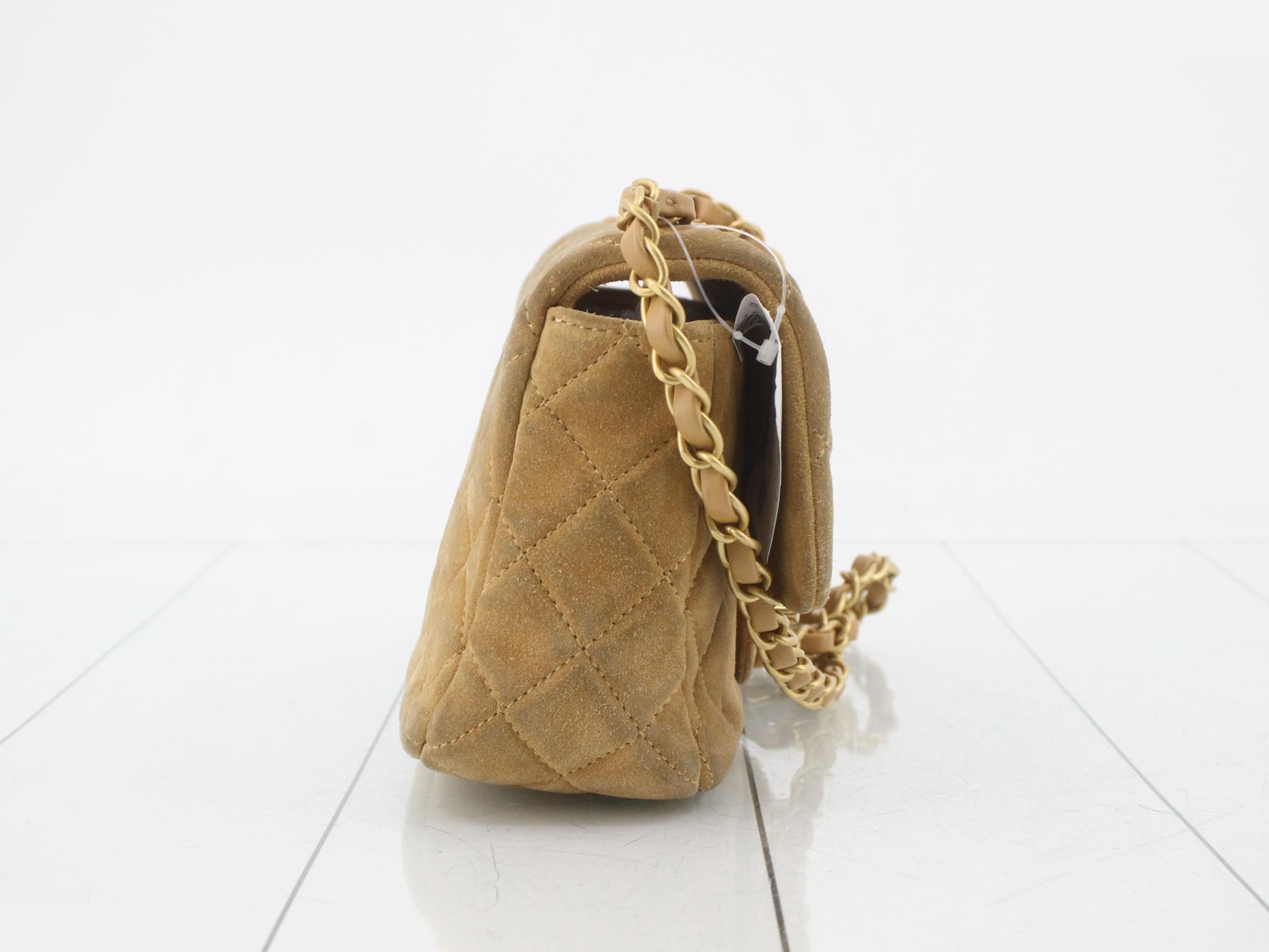 Suede (Bag) Shoulder Bag Mini Matelassé Beige — view 4